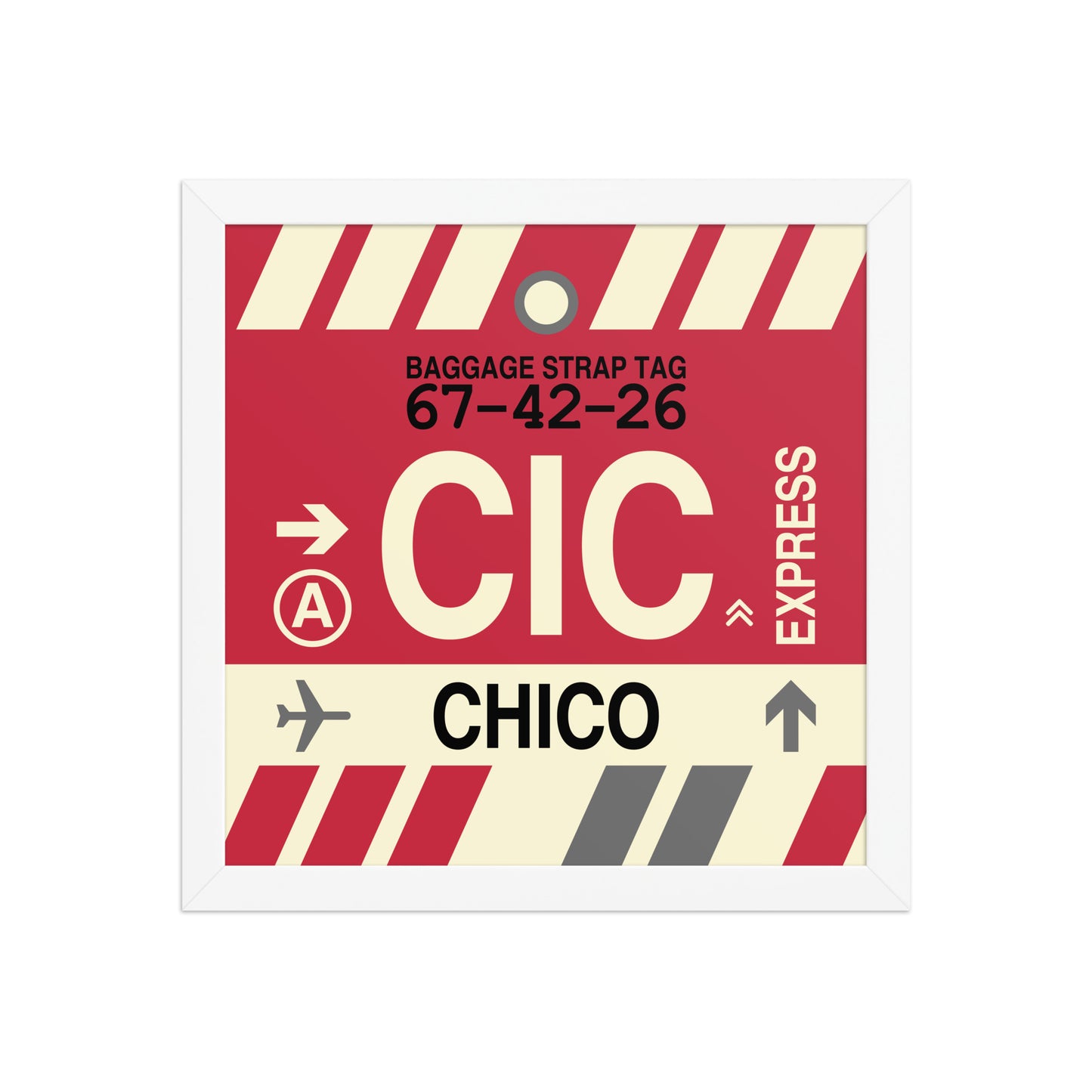 CIC Chico Framed Print • Jet Age Baggage Tag Design • YHM Designs - Image 12