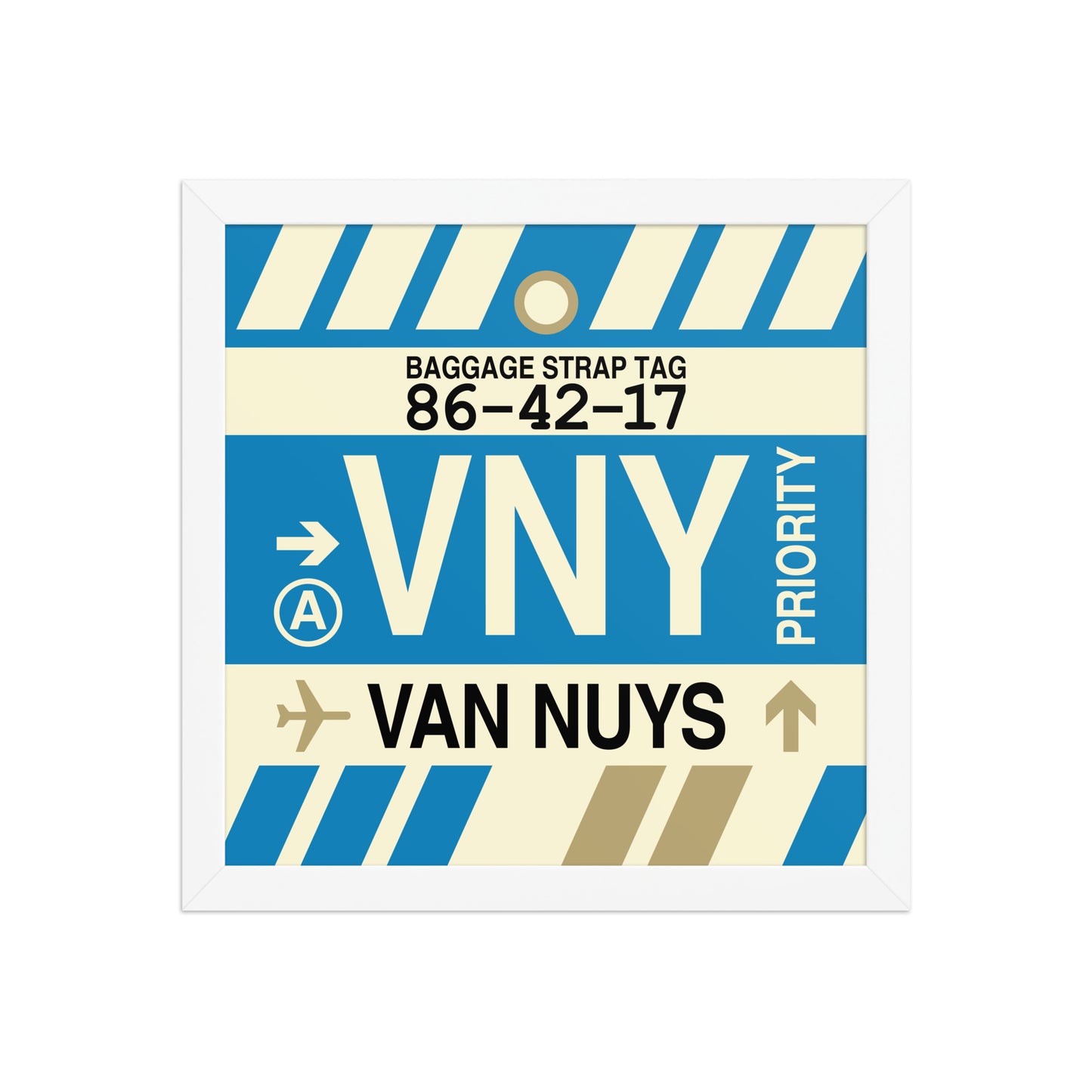 VNY Van Nuys Framed Print • Jet Age Baggage Tag Design • YHM Designs - Image 12
