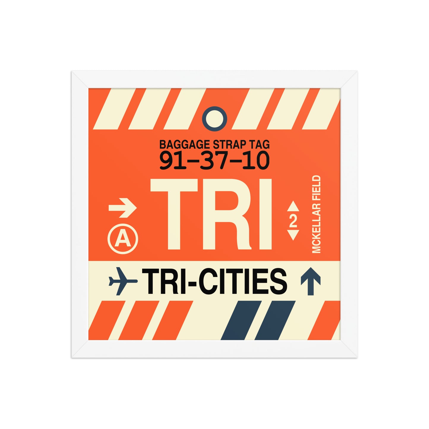 TRI Tri-Cities Framed Print • Jet Age Baggage Tag Design • YHM Designs - Image 12