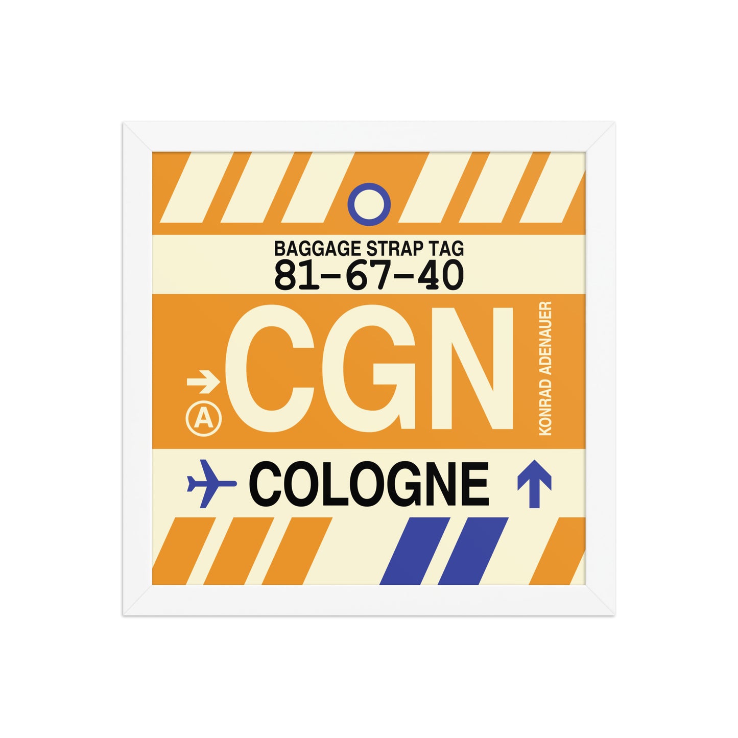 CGN Cologne-Bonn Framed Print • Jet Age Baggage Tag Design • YHM Designs - Image 05