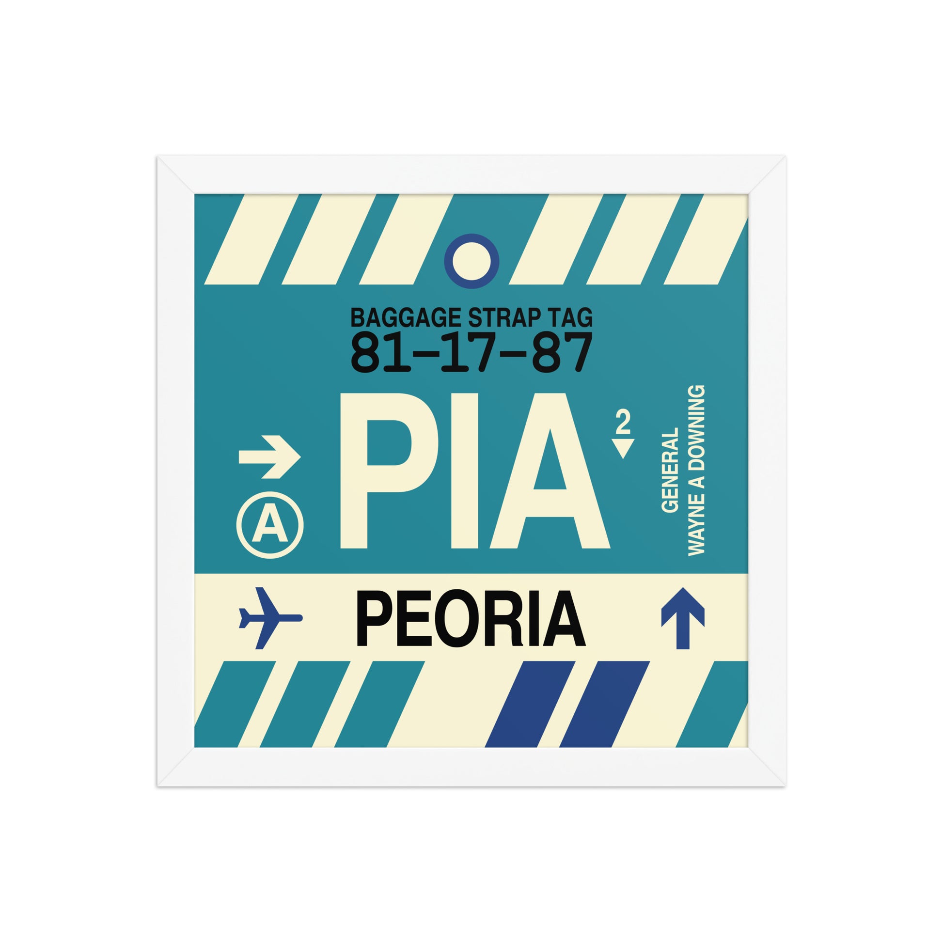 PIA Peoria Framed Print • Jet Age Baggage Tag Design • YHM Designs - Image 05
