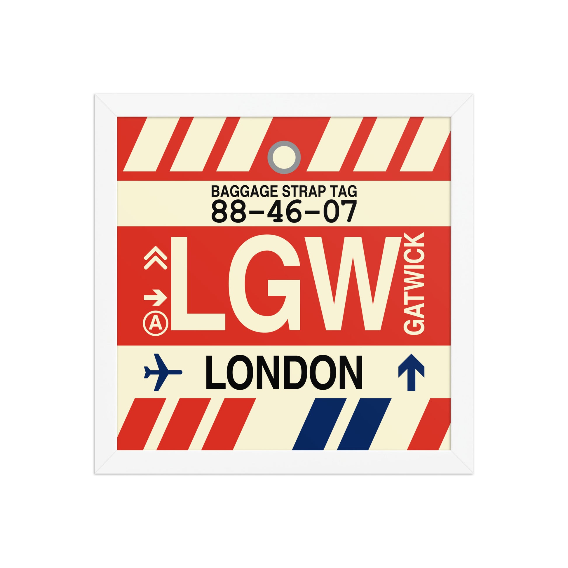 LGW London Framed Print • Jet Age Baggage Tag Design • YHM Designs - Image 05
