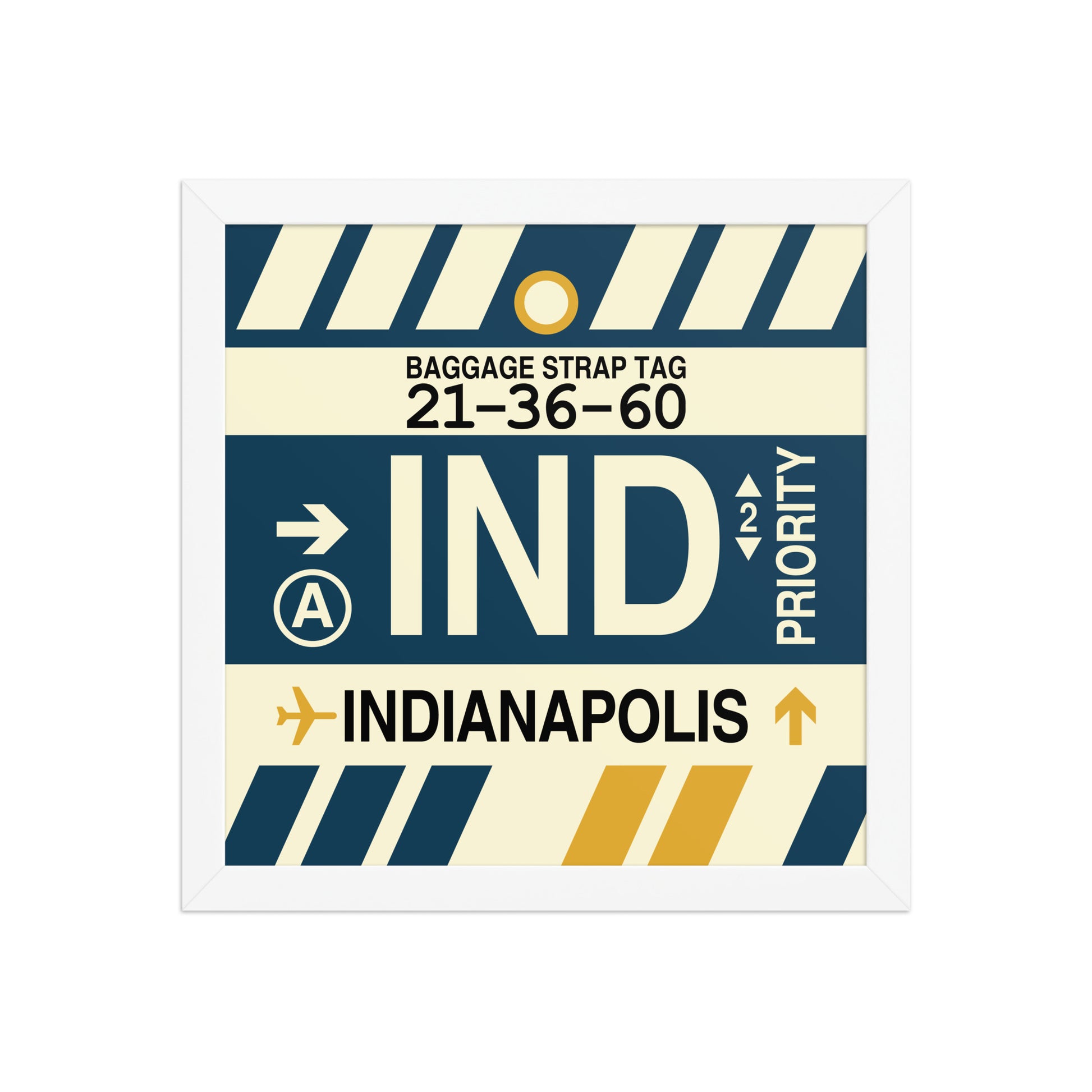 IND Indianapolis Framed Print • Jet Age Baggage Tag Design • YHM Designs - Image 05