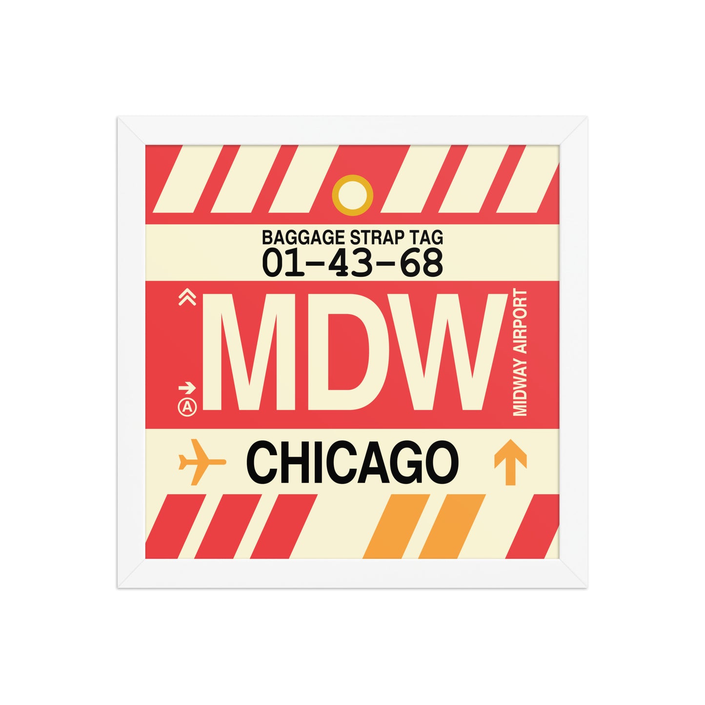 MDW Chicago Framed Print • Jet Age Baggage Tag Design • YHM Designs - Image 05