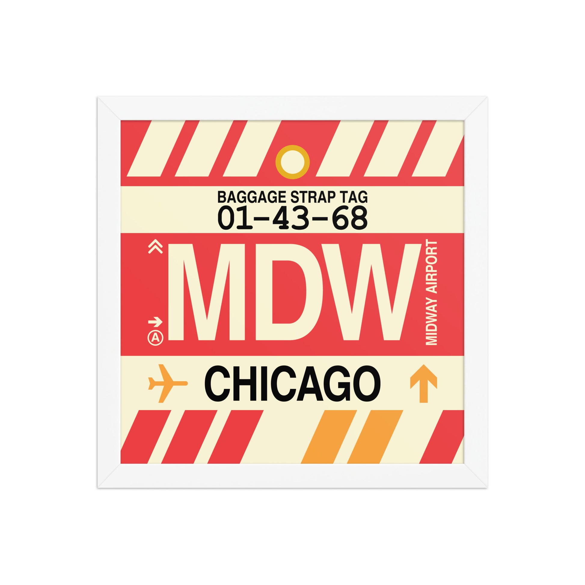 MDW Chicago Framed Print • Jet Age Baggage Tag Design • YHM Designs - Image 05