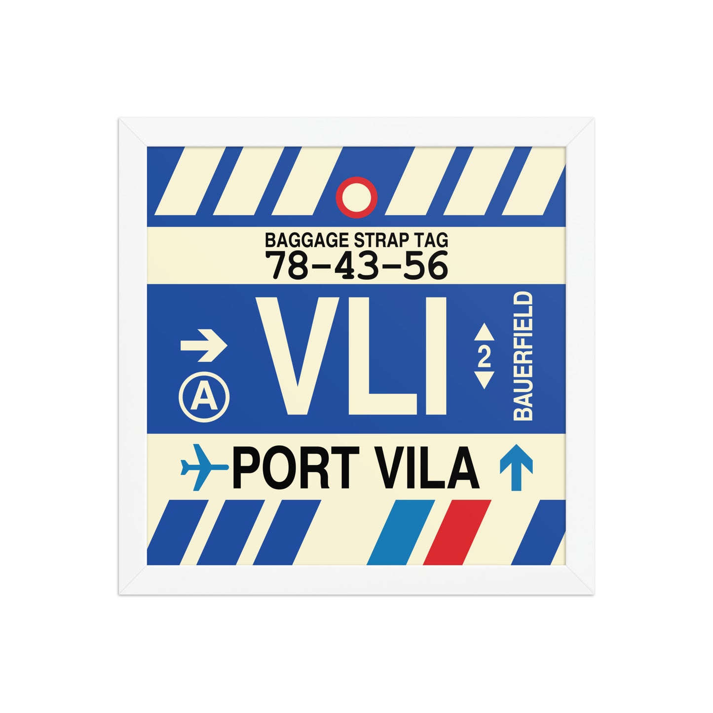VLI Port Vila Framed Print • Jet Age Baggage Tag Design • YHM Designs - Image 12
