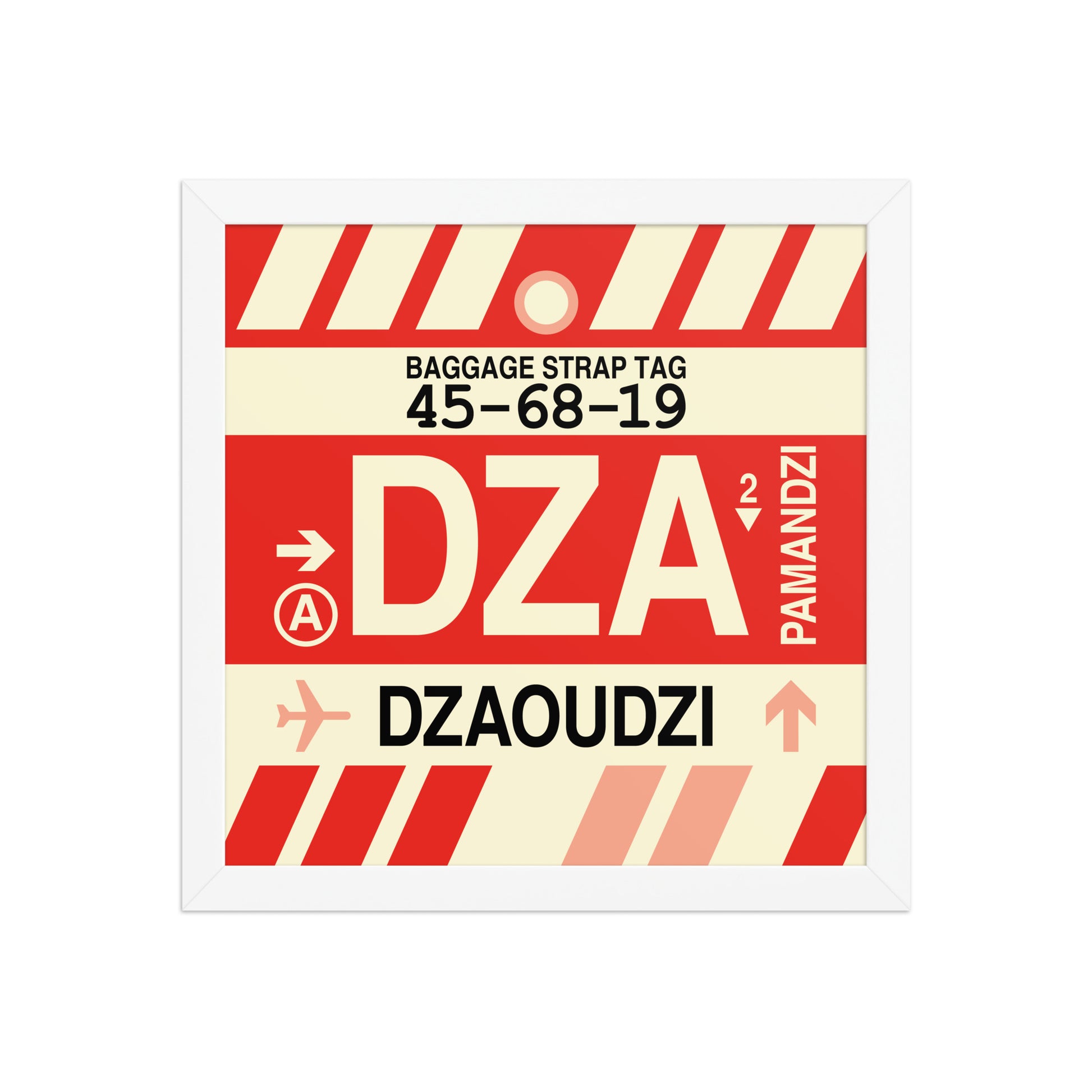 DZA Dzaoudzi Framed Print • Jet Age Baggage Tag Design • YHM Designs - Image 12
