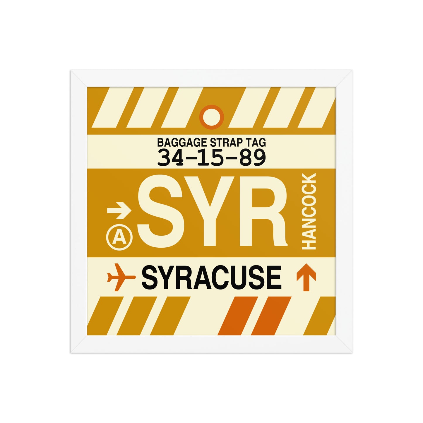 SYR Syracuse Framed Print • Jet Age Baggage Tag Design • YHM Designs - Image 05