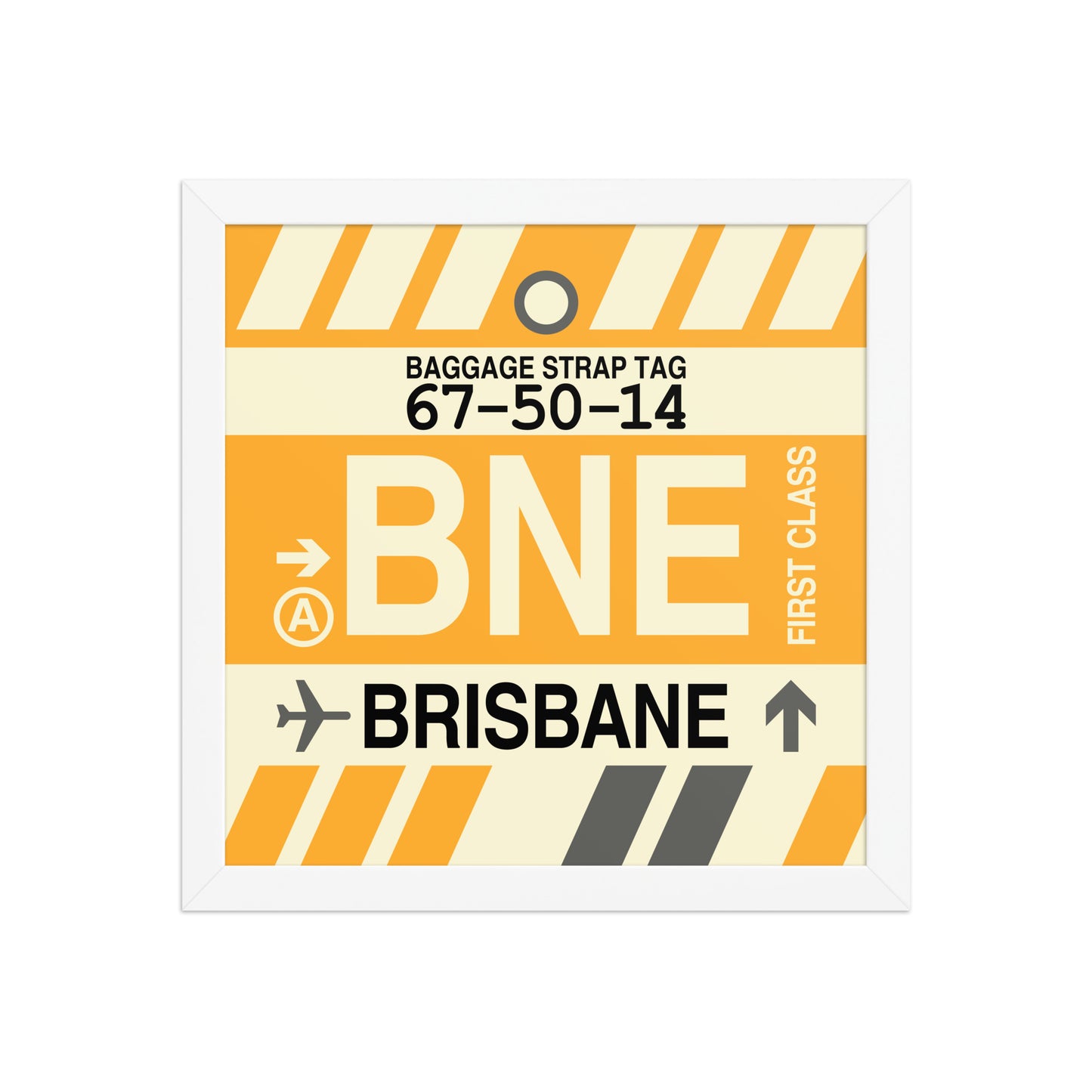 BNE Brisbane Framed Print • Jet Age Baggage Tag Design • YHM Designs - Image 05