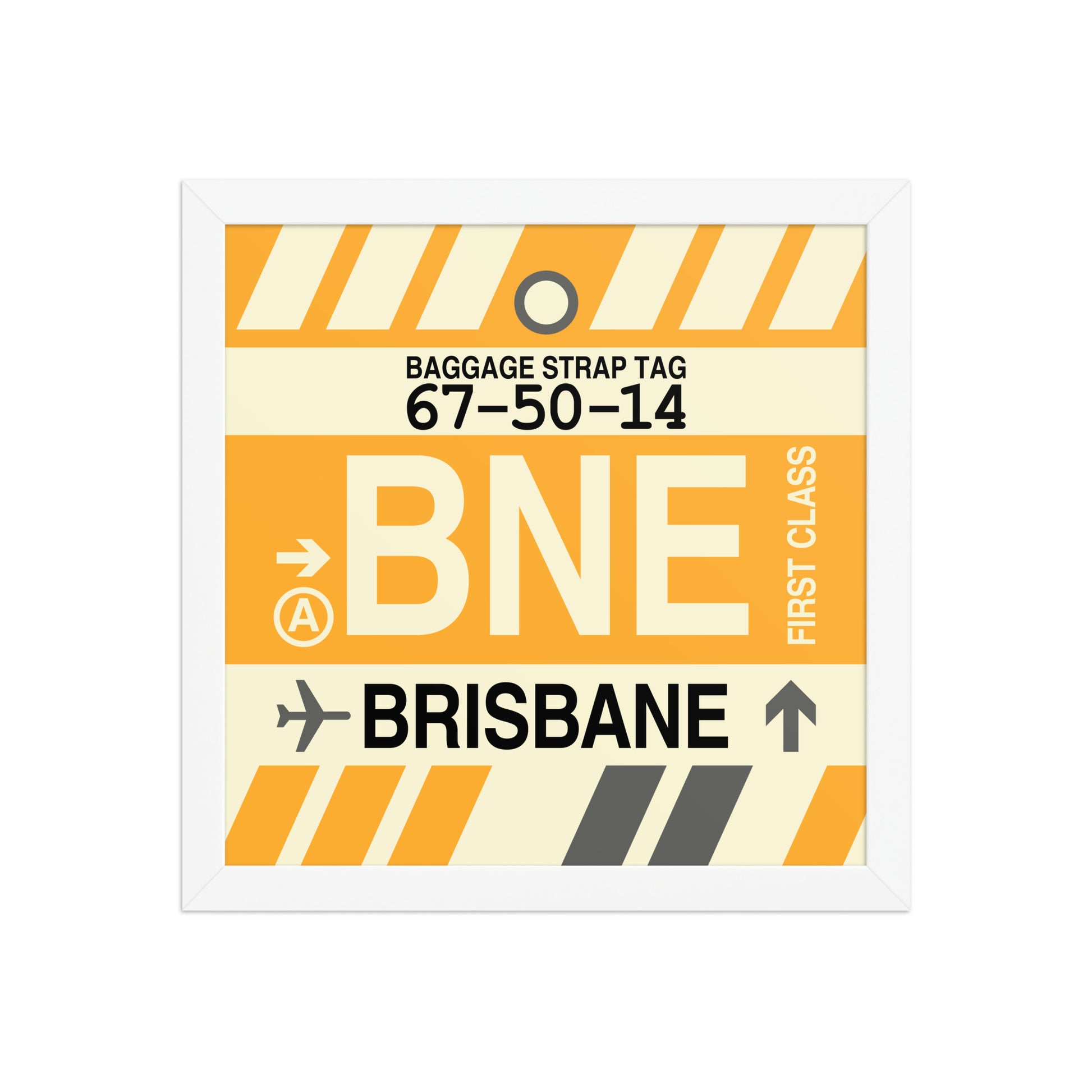BNE Brisbane Framed Print • Jet Age Baggage Tag Design • YHM Designs - Image 05