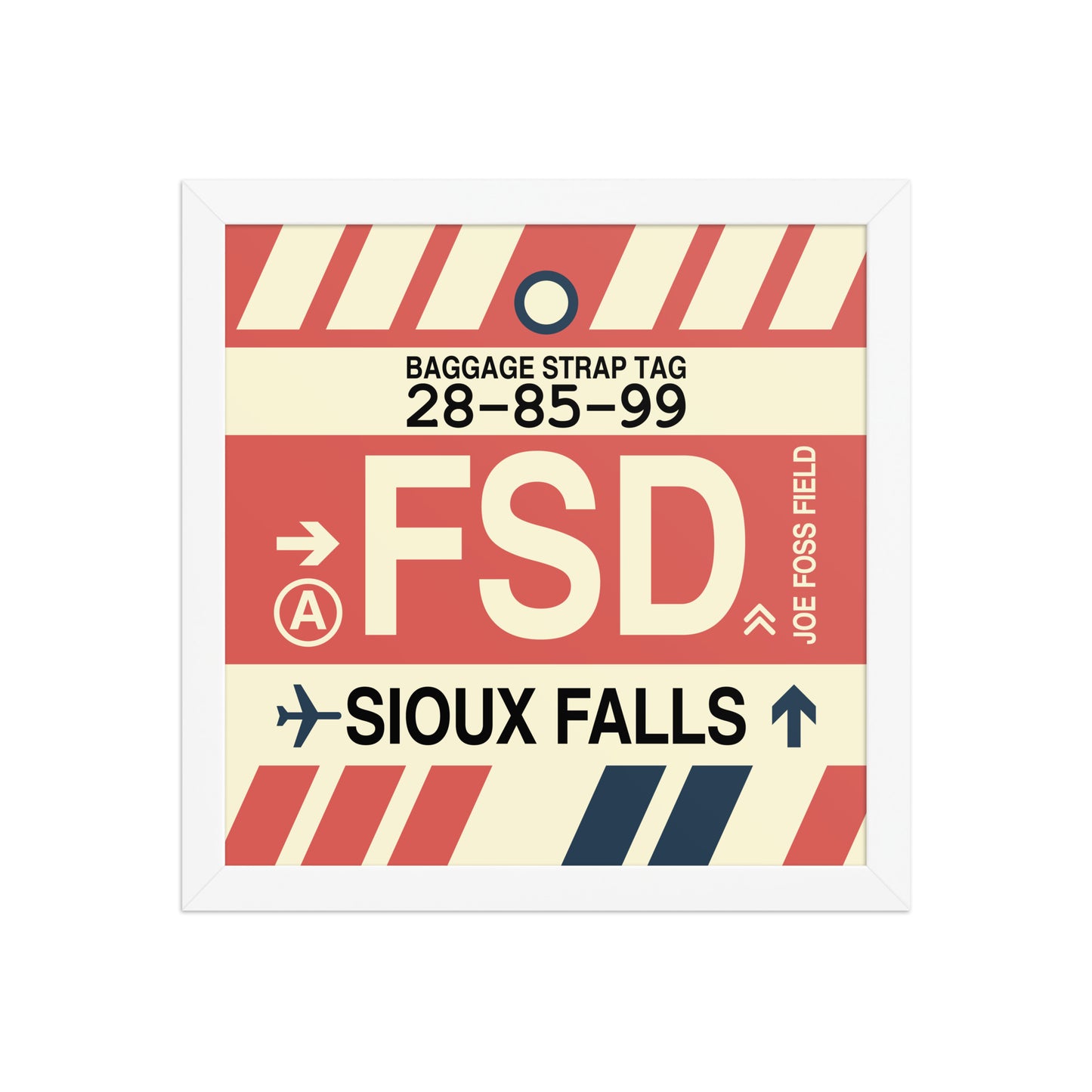FSD Sioux Falls Framed Print • Jet Age Baggage Tag Design • YHM Designs - Image 05