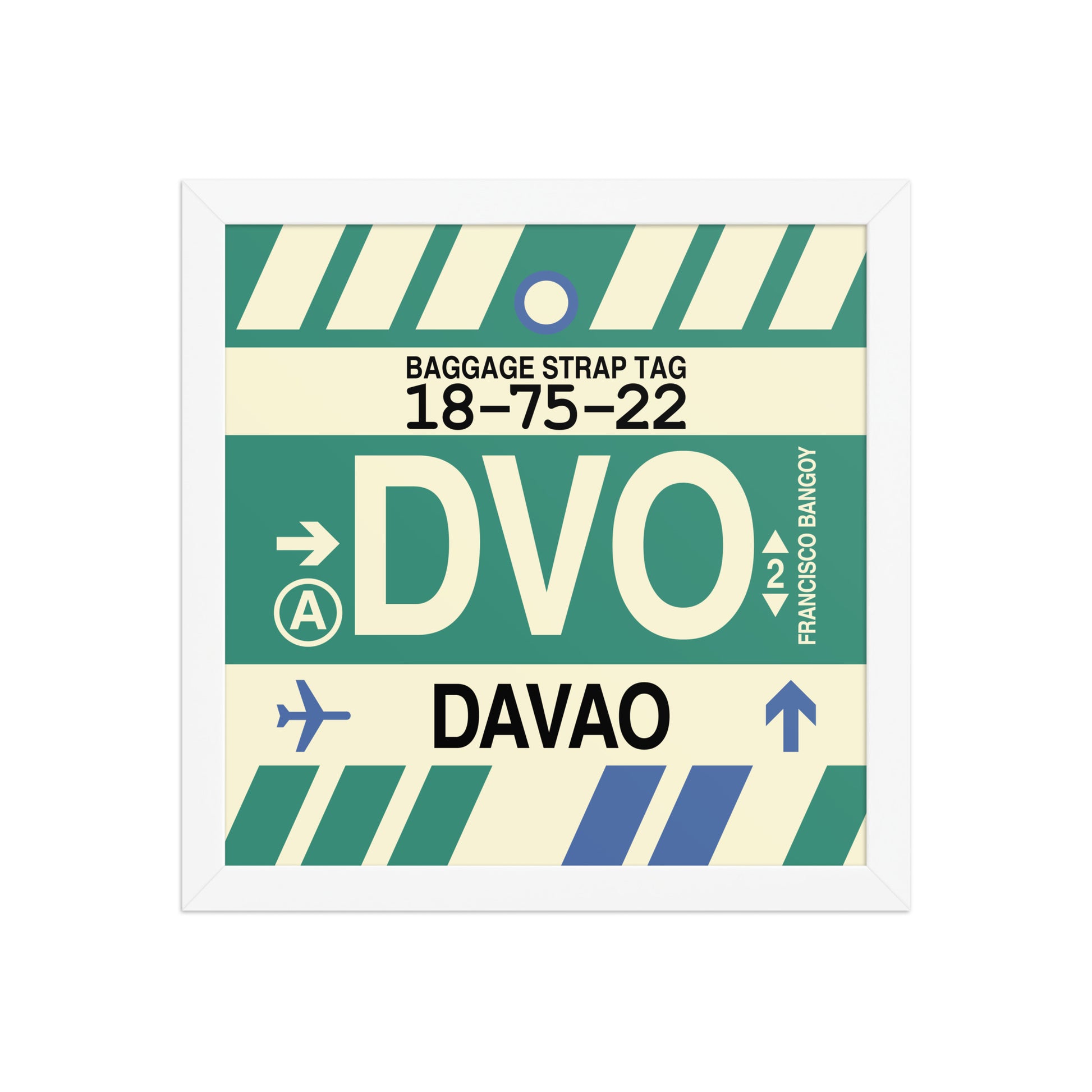 DVO Davao Framed Print • Jet Age Baggage Tag Design • YHM Designs - Image 12