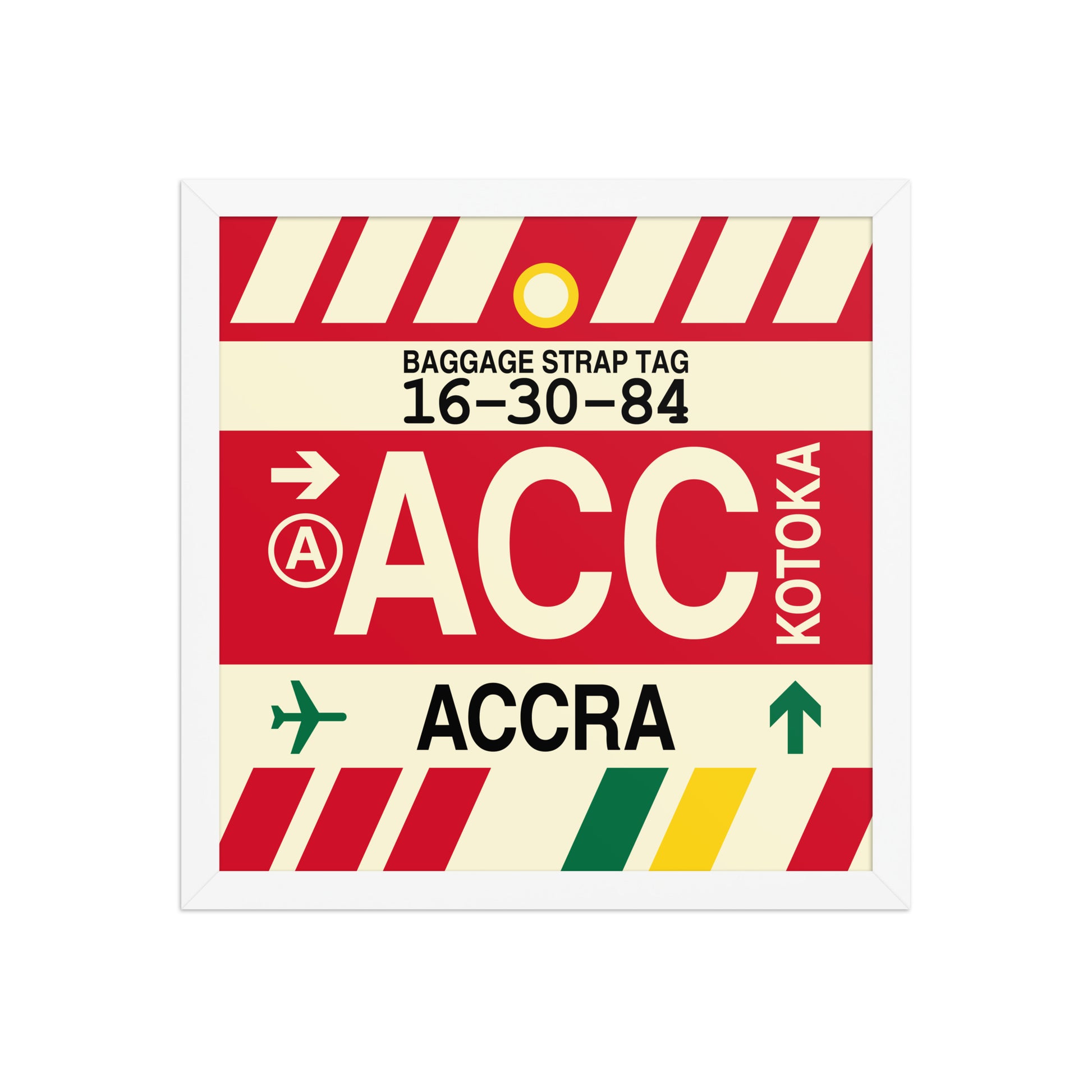 ACC Accra Framed Print • Jet Age Baggage Tag Design • YHM Designs - Image 13