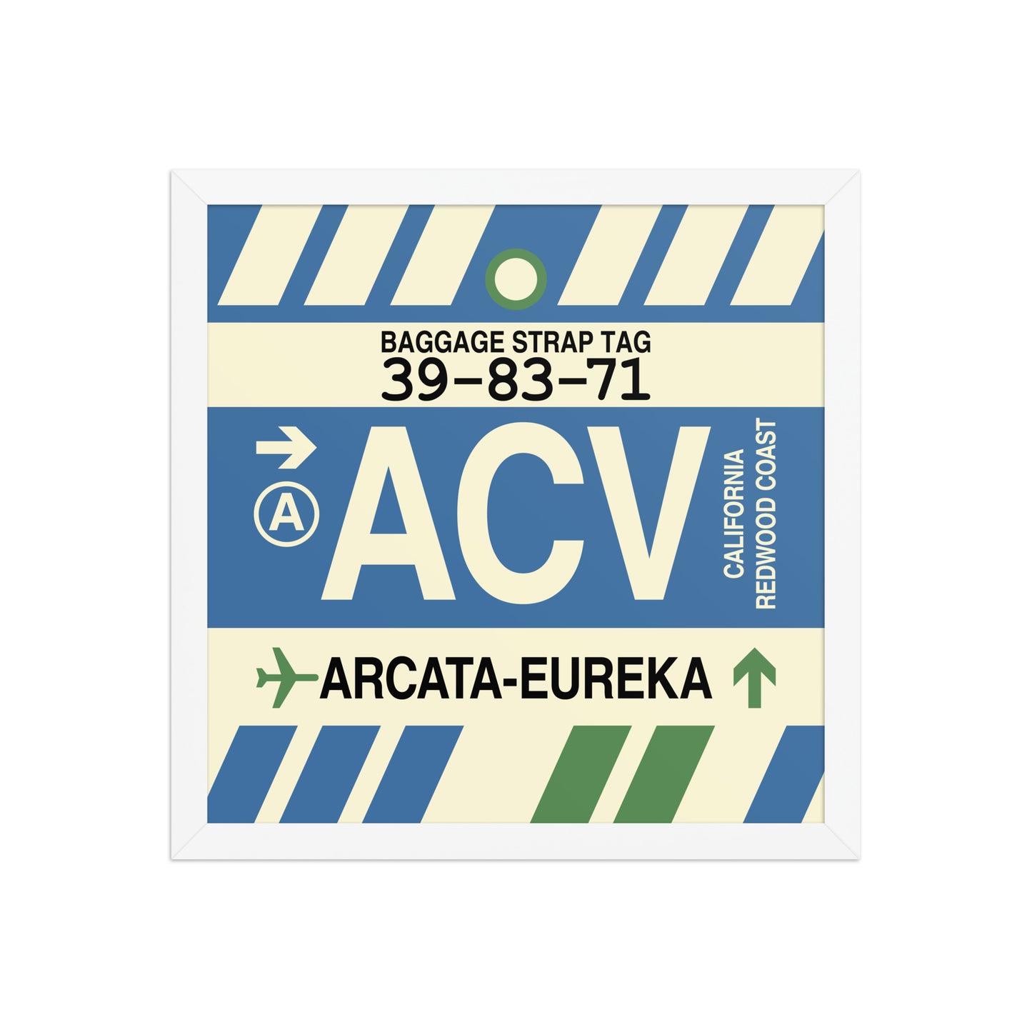 ACV Arcata-Eureka Framed Print • Jet Age Baggage Tag Design • YHM Designs - Image 13