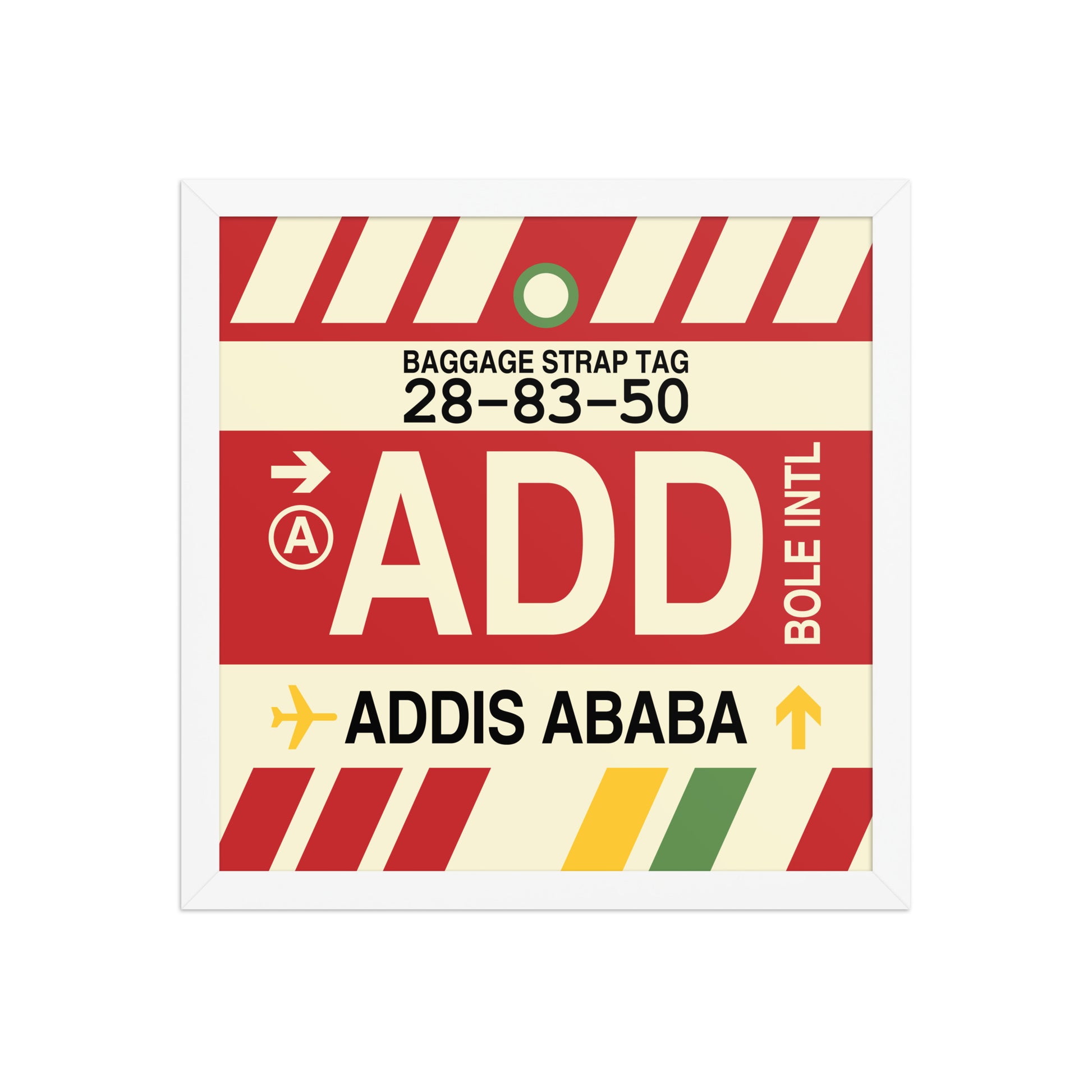 ADD Addis Ababa Framed Print • Jet Age Baggage Tag Design • YHM Designs - Image 13