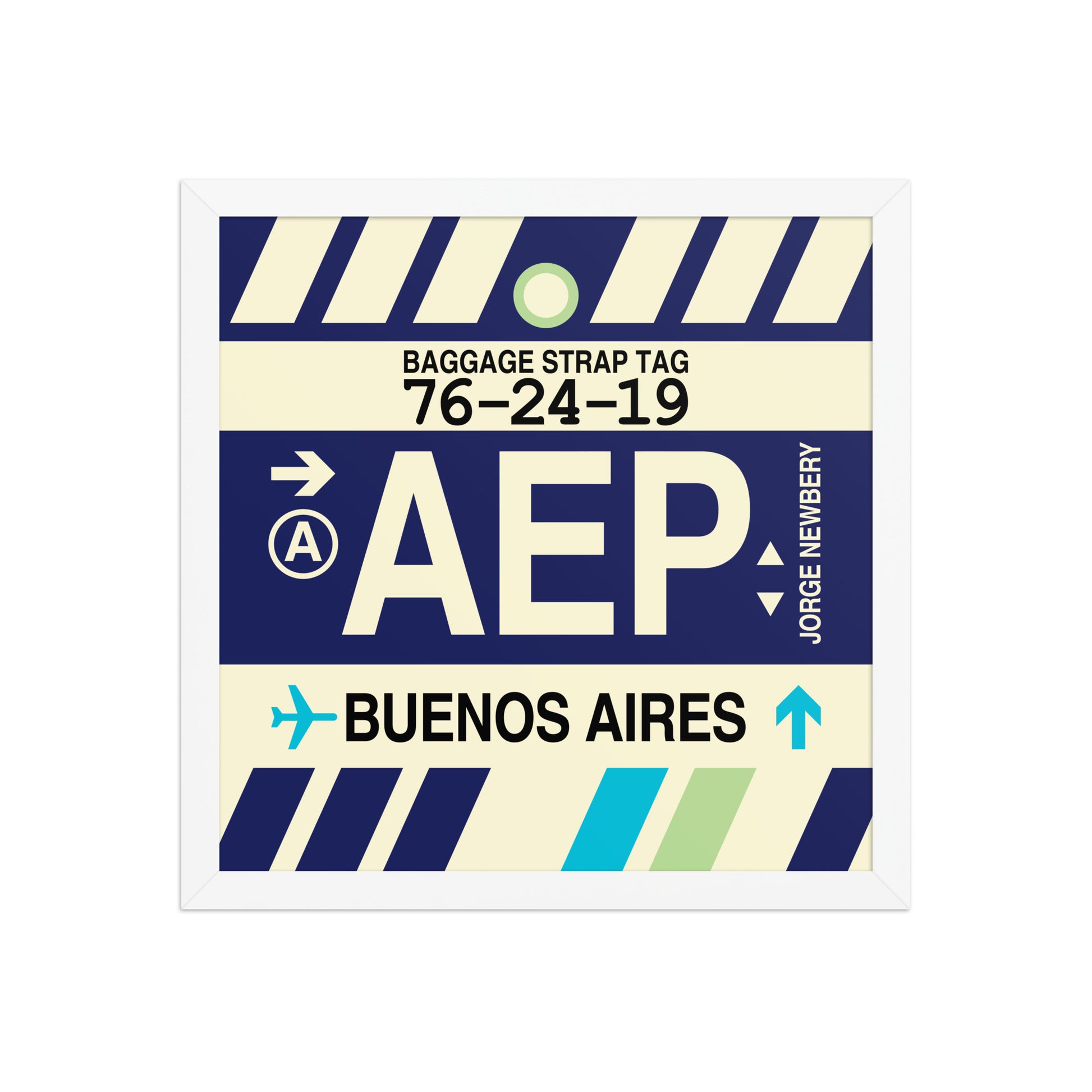 AEP Buenos Aires Framed Print • Jet Age Baggage Tag Design • YHM Designs - Image 13