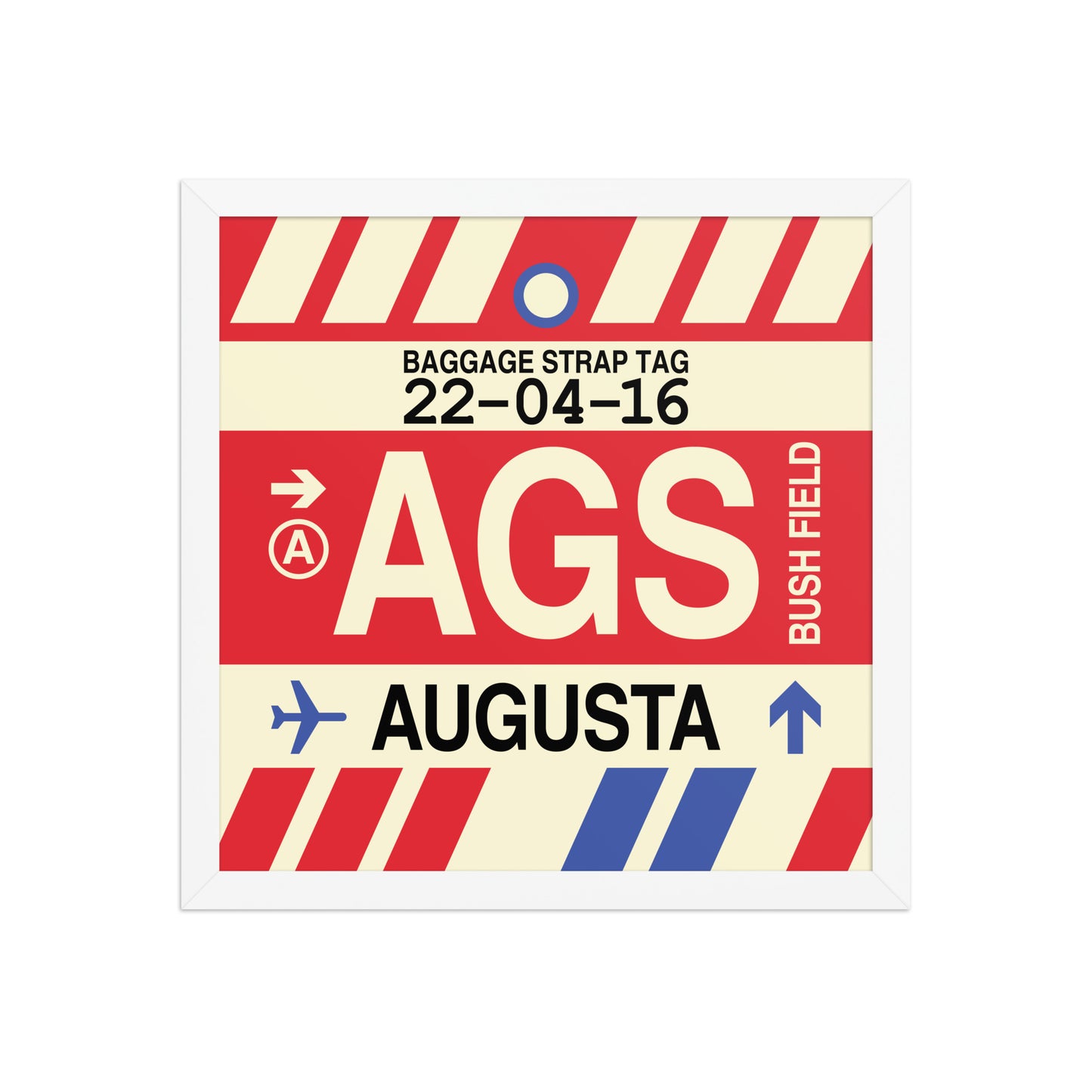 AGS Augusta Framed Print • Jet Age Baggage Tag Design • YHM Designs - Image 13