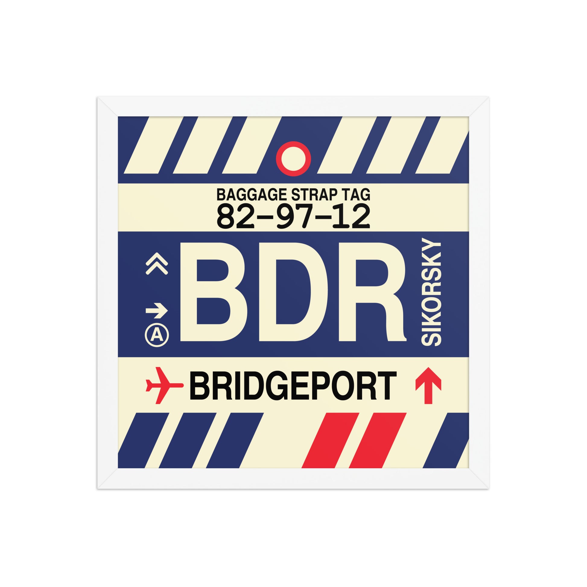 BDR Bridgeport Framed Print • Jet Age Baggage Tag Design • YHM Designs - Image 13