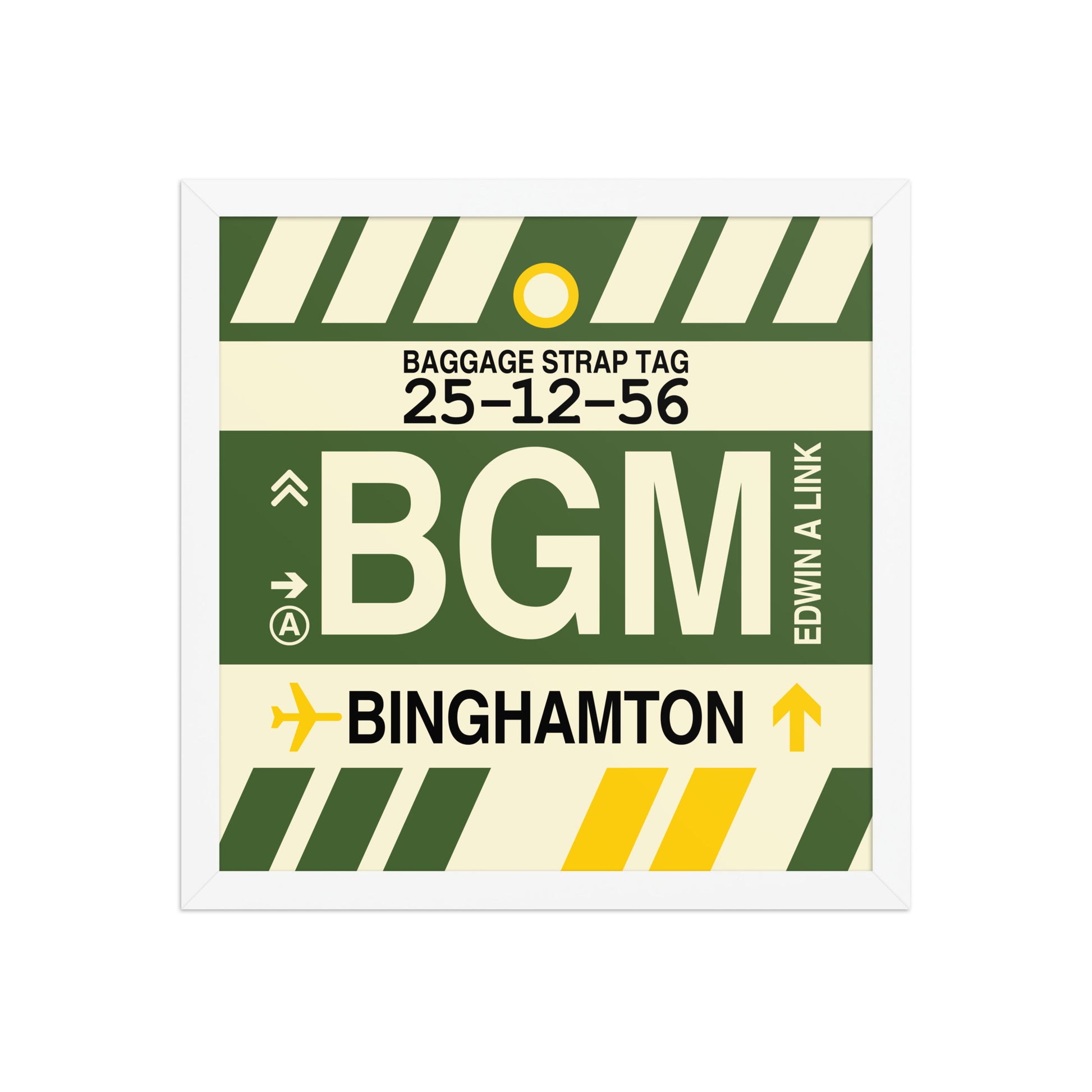 BGM Binghamton Framed Print • Jet Age Baggage Tag Design • YHM Designs - Image 13