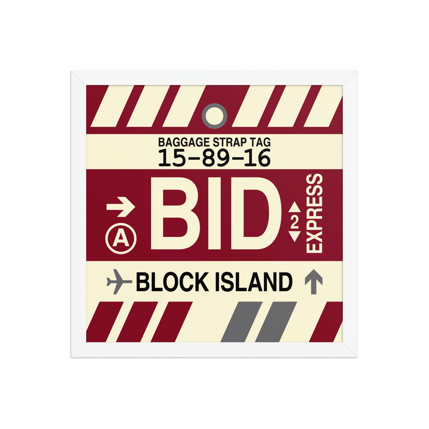 BID Block Island Framed Print • Jet Age Baggage Tag Design • YHM Designs - Image 13