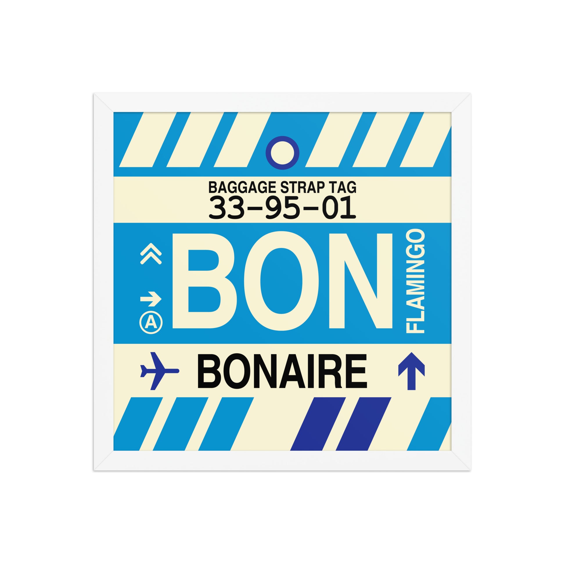 BON Bonaire Framed Print • Jet Age Baggage Tag Design • YHM Designs - Image 13