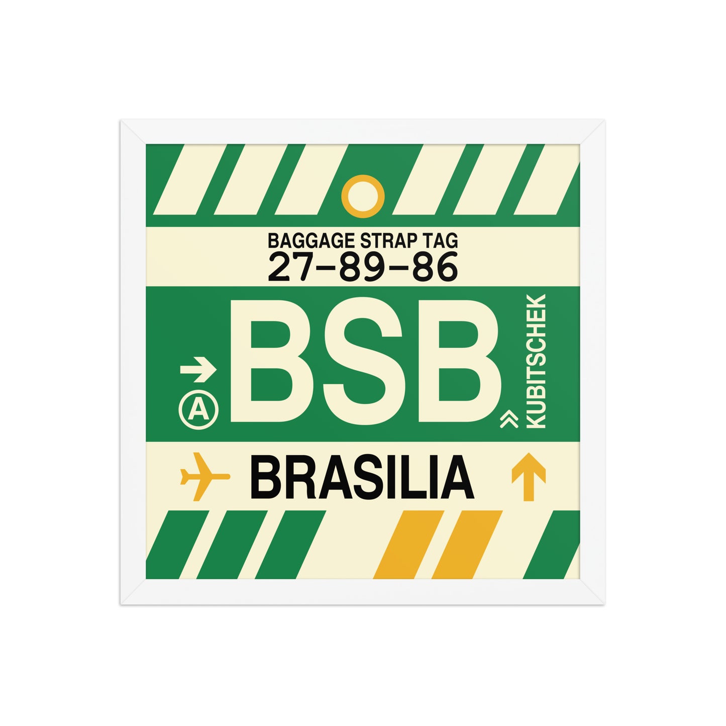 BSB Brasilia Framed Print • Jet Age Baggage Tag Design • YHM Designs - Image 13