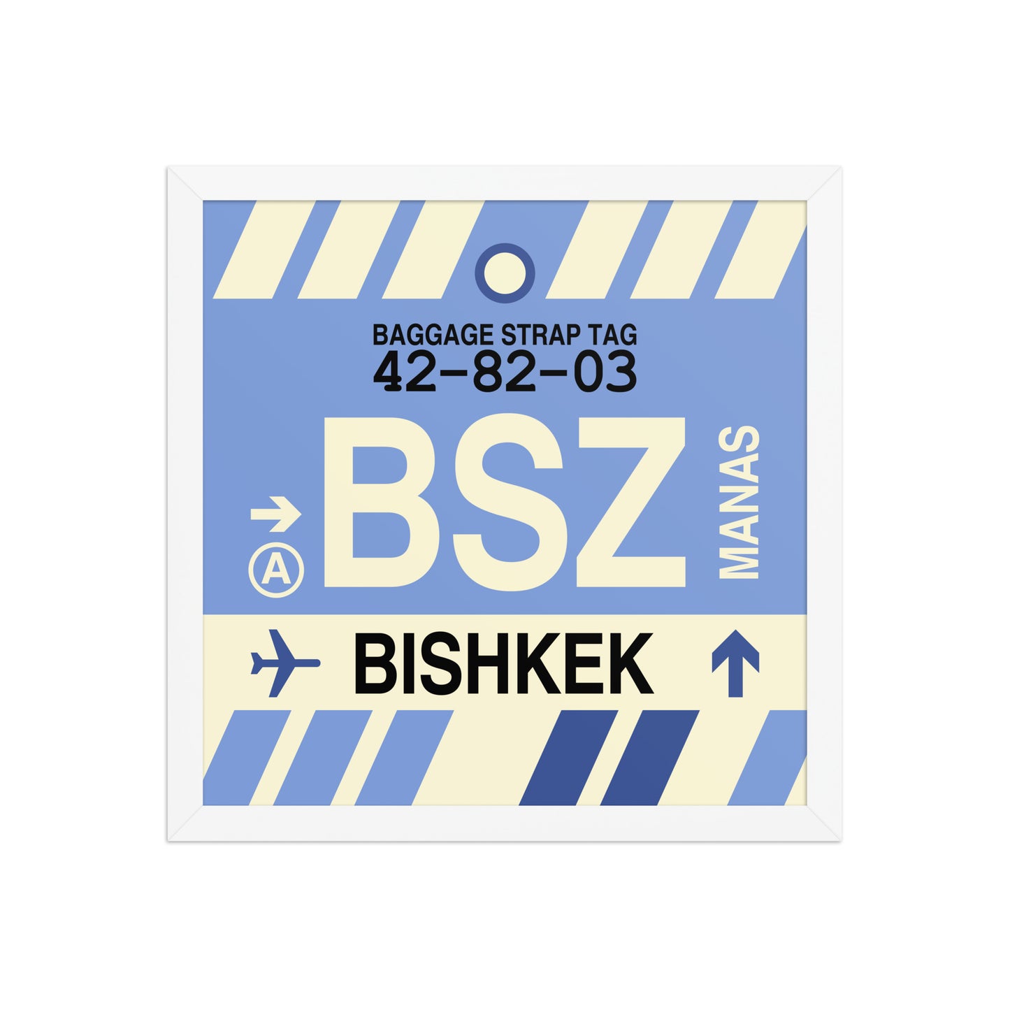 BSZ Bishkek Framed Print • Jet Age Baggage Tag Design • YHM Designs - Image 13