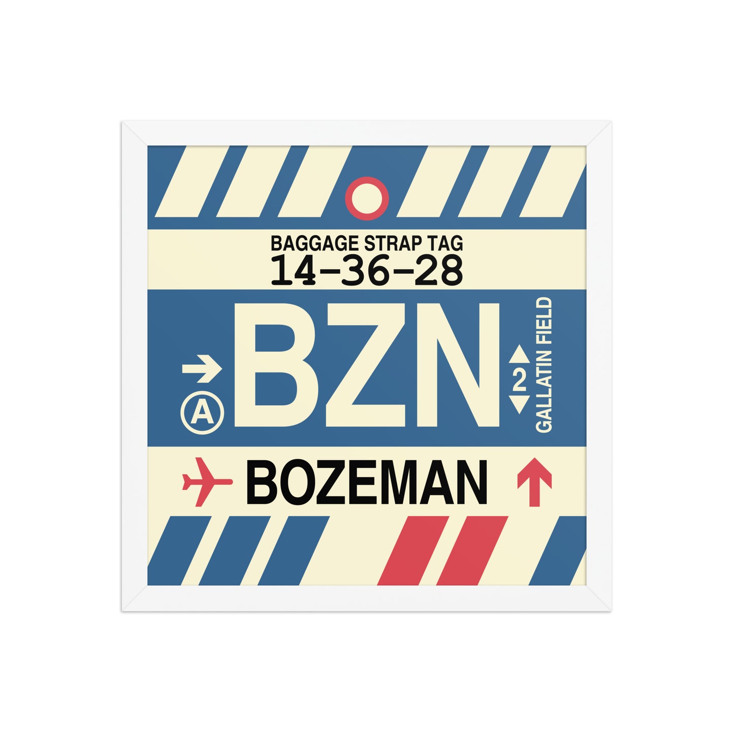 BZN Bozeman Framed Print • Jet Age Baggage Tag Design • YHM Designs - Image 13