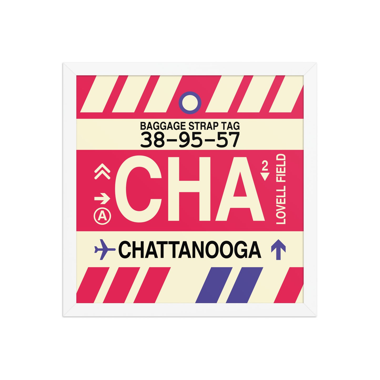 CHA Chattanooga Framed Print • Jet Age Baggage Tag Design • YHM Designs - Image 13