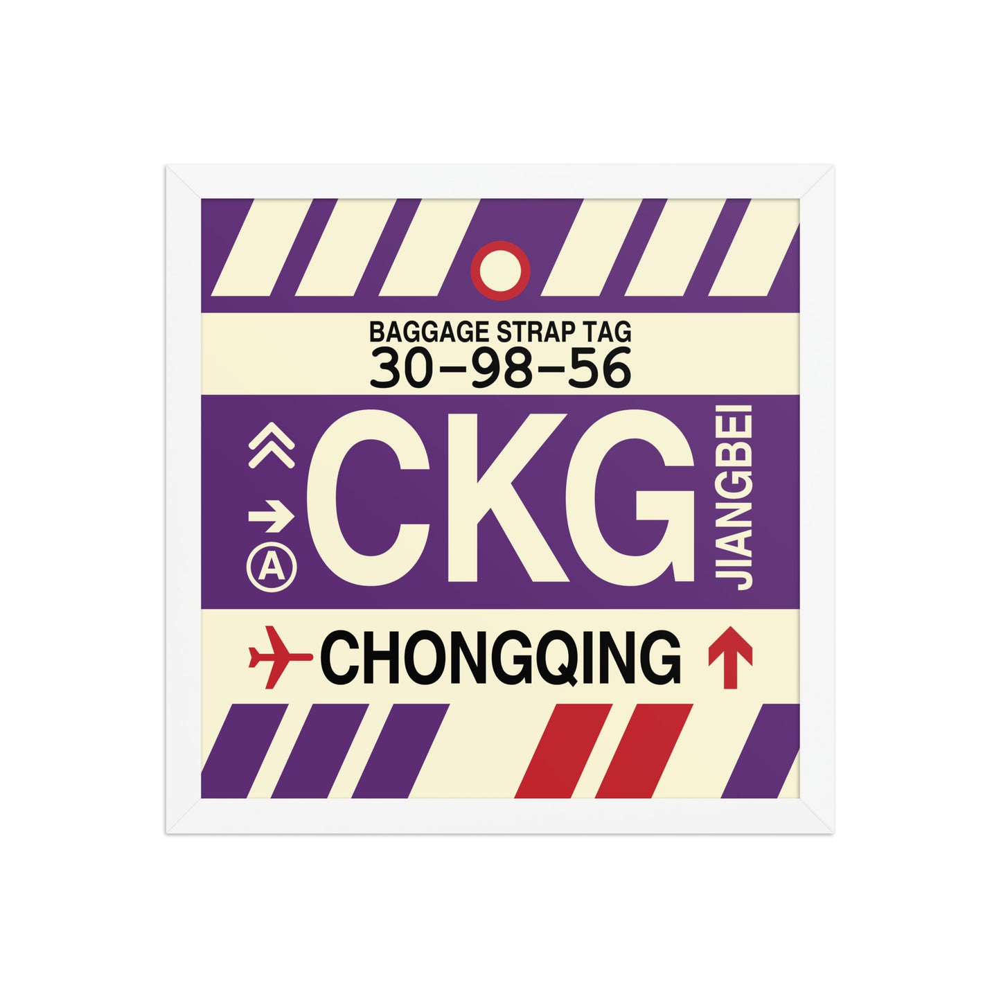 CKG Chongqing Framed Print • Jet Age Baggage Tag Design • YHM Designs - Image 13