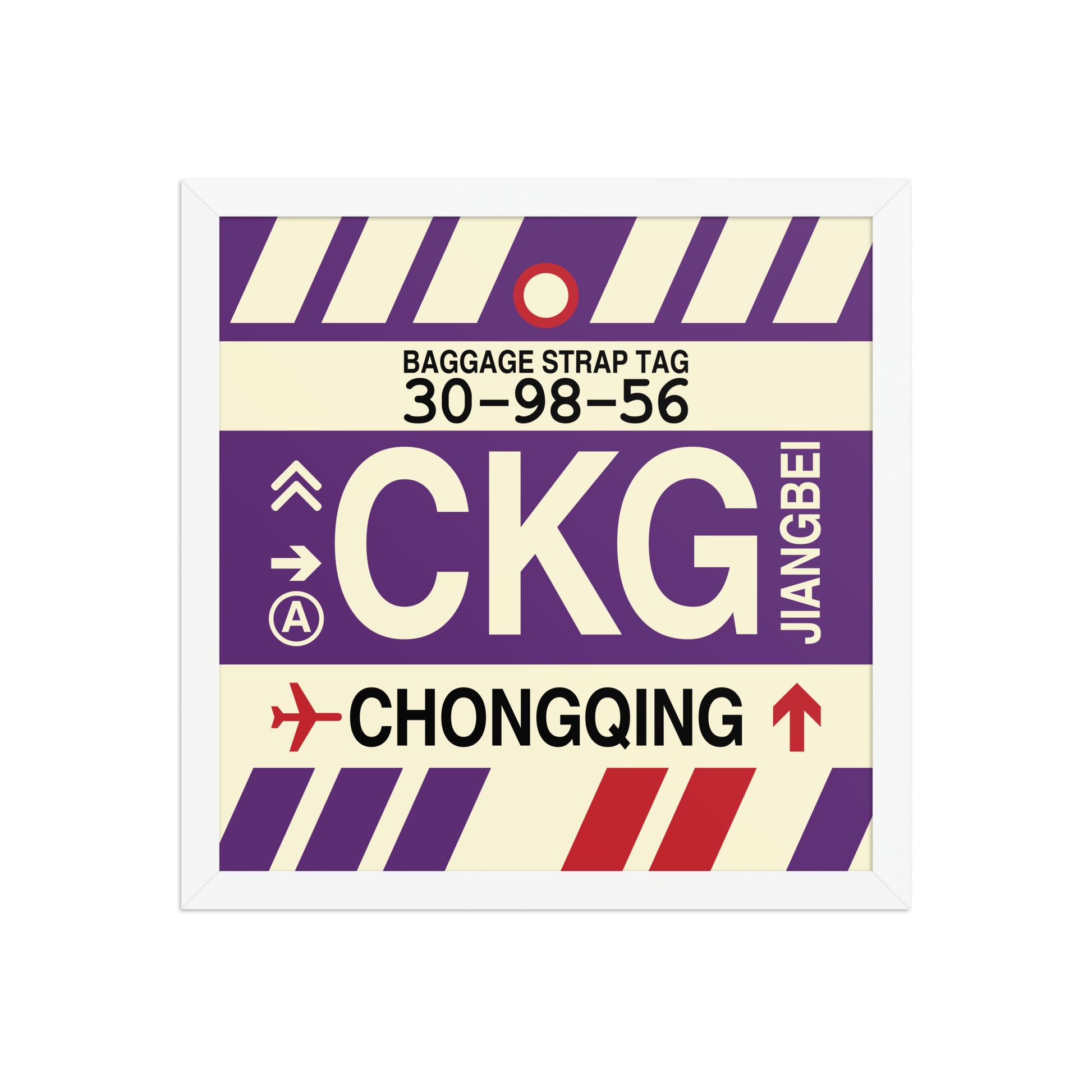 CKG Chongqing Framed Print • Jet Age Baggage Tag Design • YHM Designs - Image 13