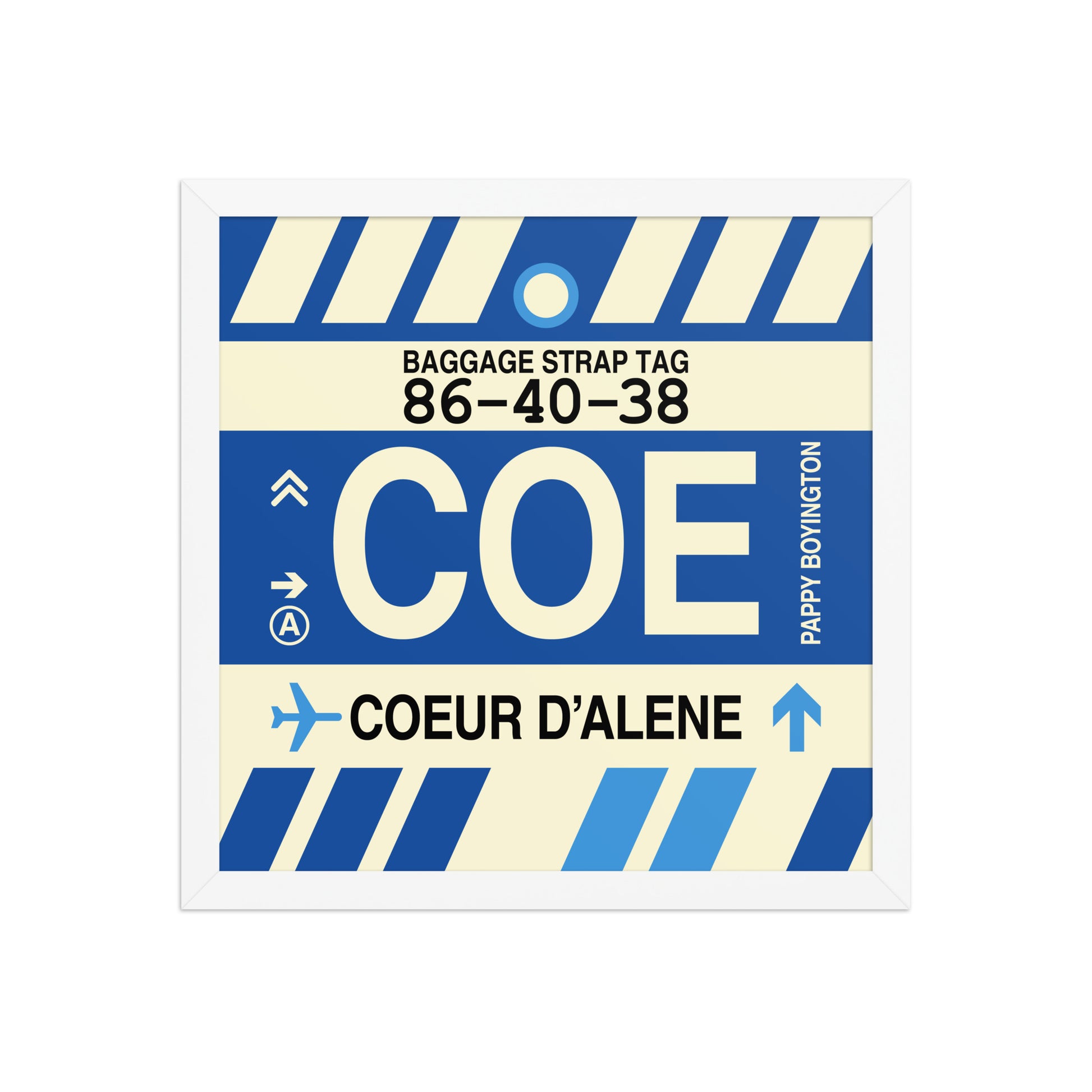 COE Coeur D'Alene Framed Print • Jet Age Baggage Tag Design • YHM Designs - Image 13