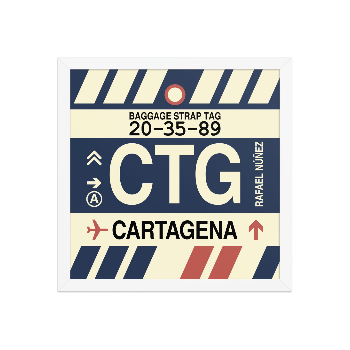 CTG Cartagena Framed Print • Jet Age Baggage Tag Design • YHM Designs - Image 13