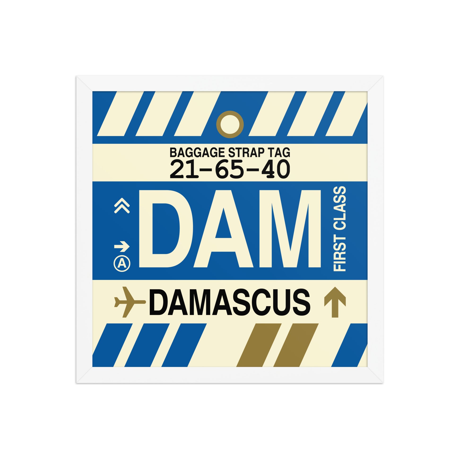 DAM Damascus Framed Print • Jet Age Baggage Tag Design • YHM Designs - Image 13