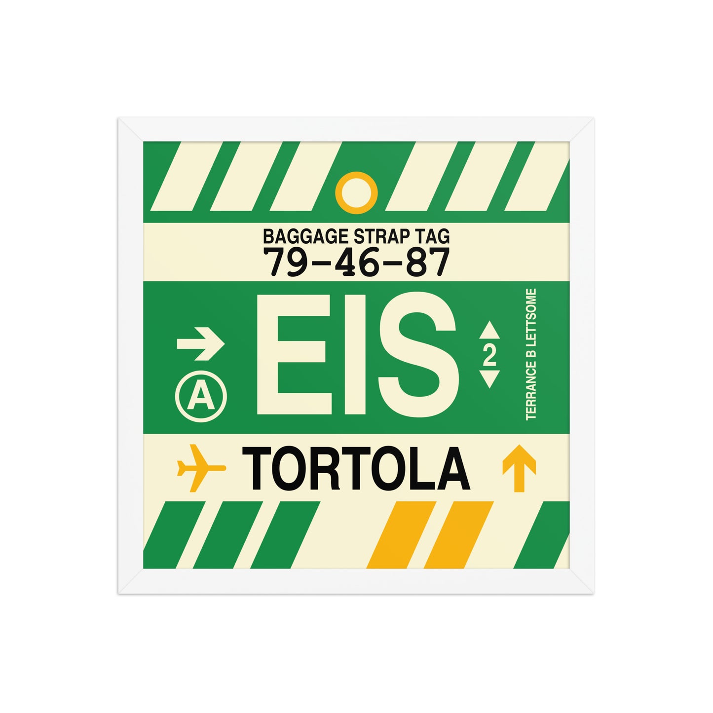 EIS Tortola Framed Print • Jet Age Baggage Tag Design • YHM Designs - Image 13