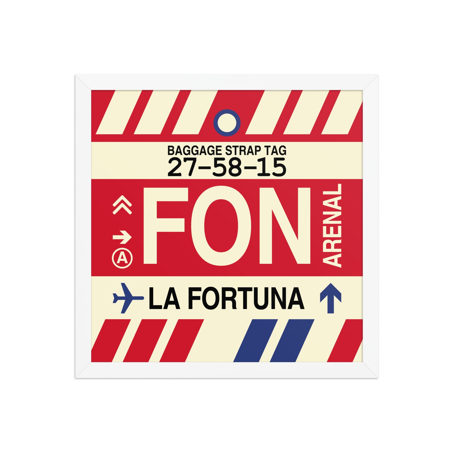FON La Fortuna Framed Print • Jet Age Baggage Tag Design • YHM Designs - Image 13