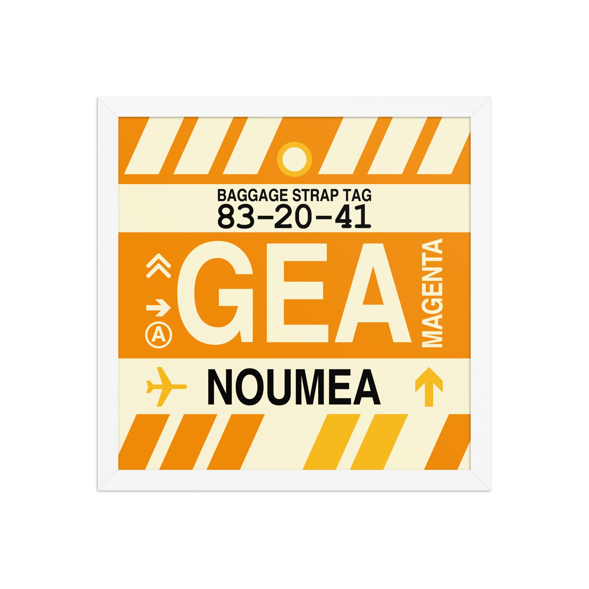 GEA Nouméa Framed Print • Jet Age Baggage Tag Design • YHM Designs - Image 13