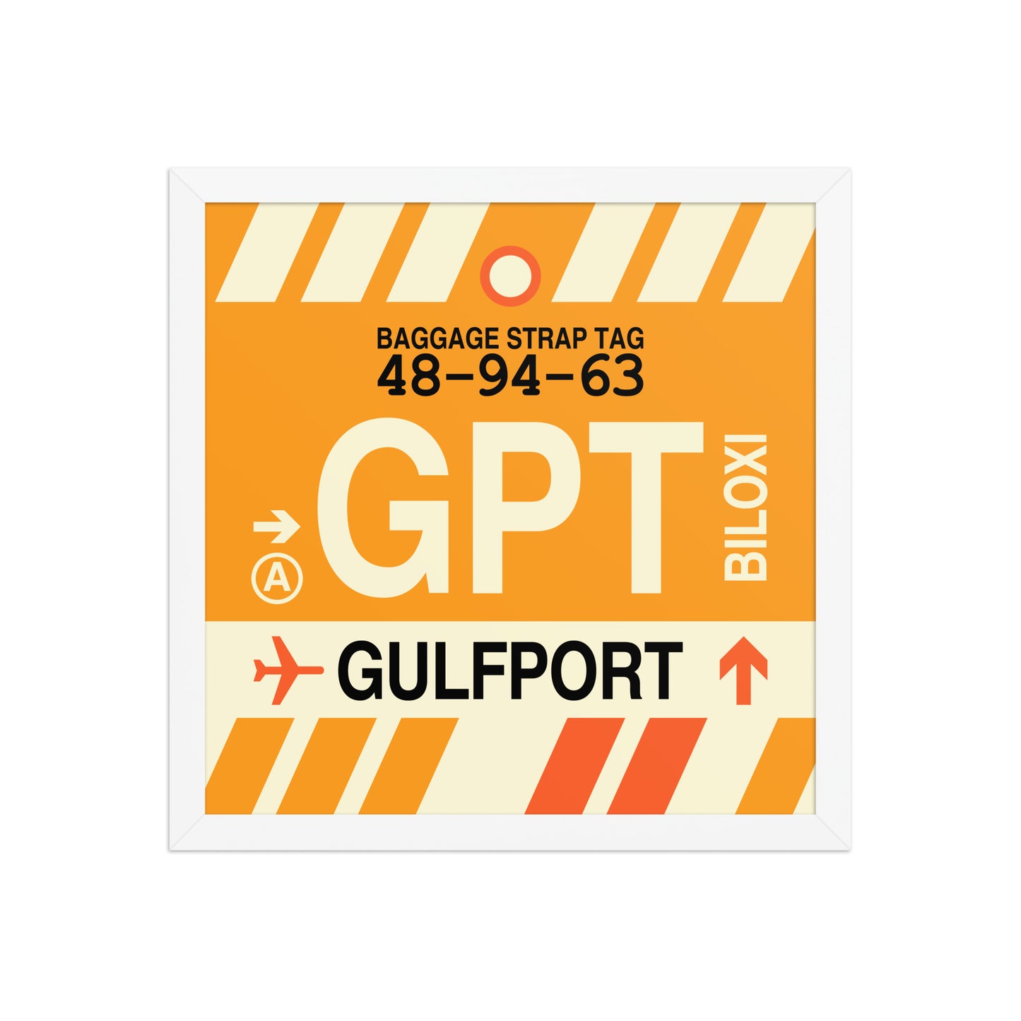 GPT Gulfport-Biloxi Framed Print • Jet Age Baggage Tag Design • YHM Designs - Image 13