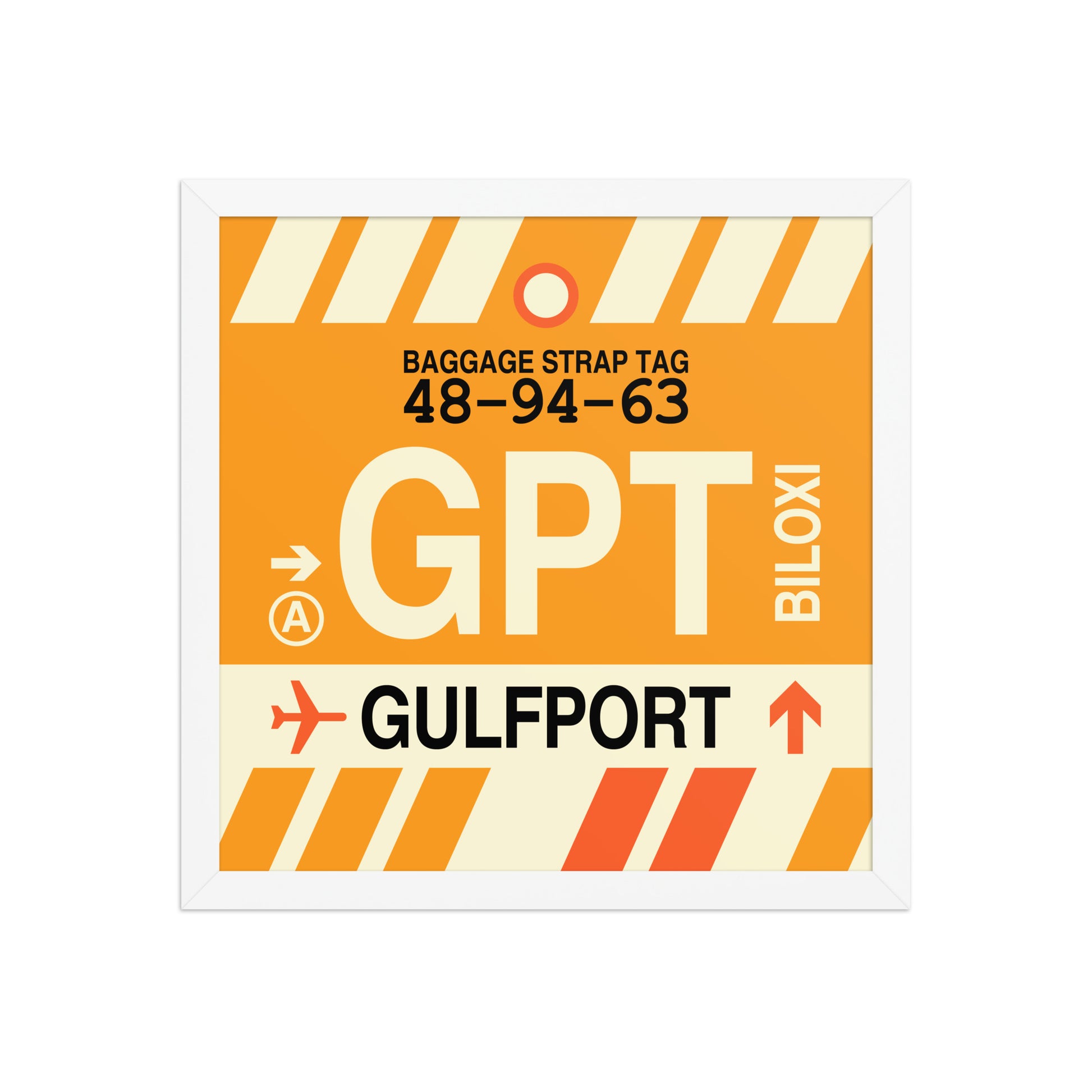 GPT Gulfport-Biloxi Framed Print • Jet Age Baggage Tag Design • YHM Designs - Image 13