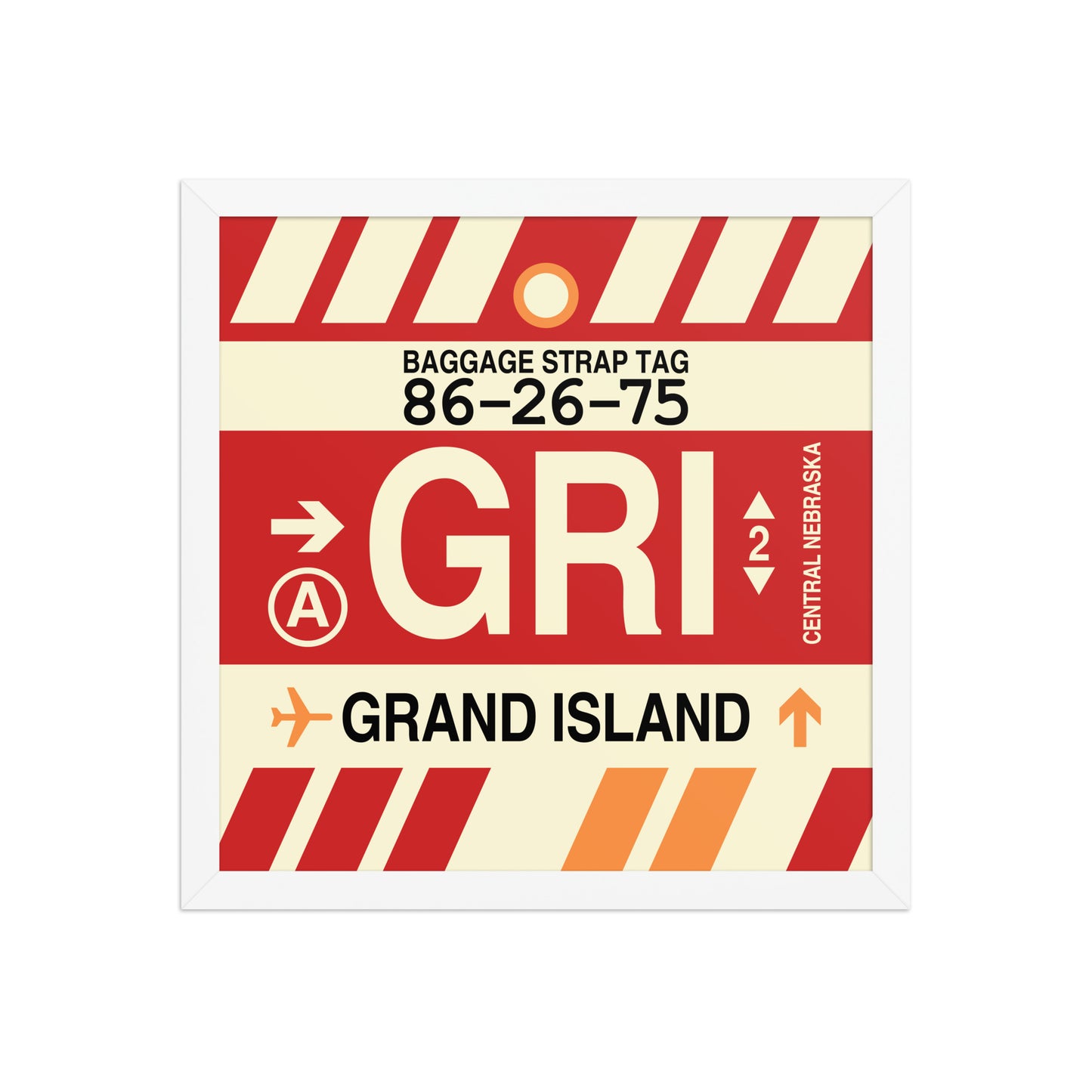 GRI Grand Island Framed Print • Jet Age Baggage Tag Design • YHM Designs - Image 13