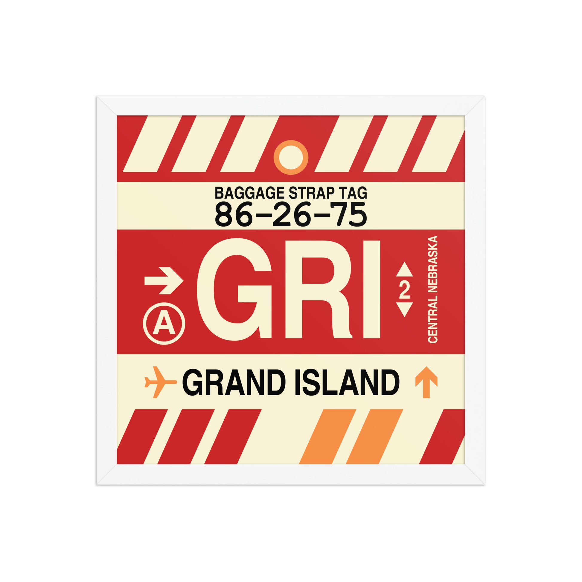 GRI Grand Island Framed Print • Jet Age Baggage Tag Design • YHM Designs - Image 13