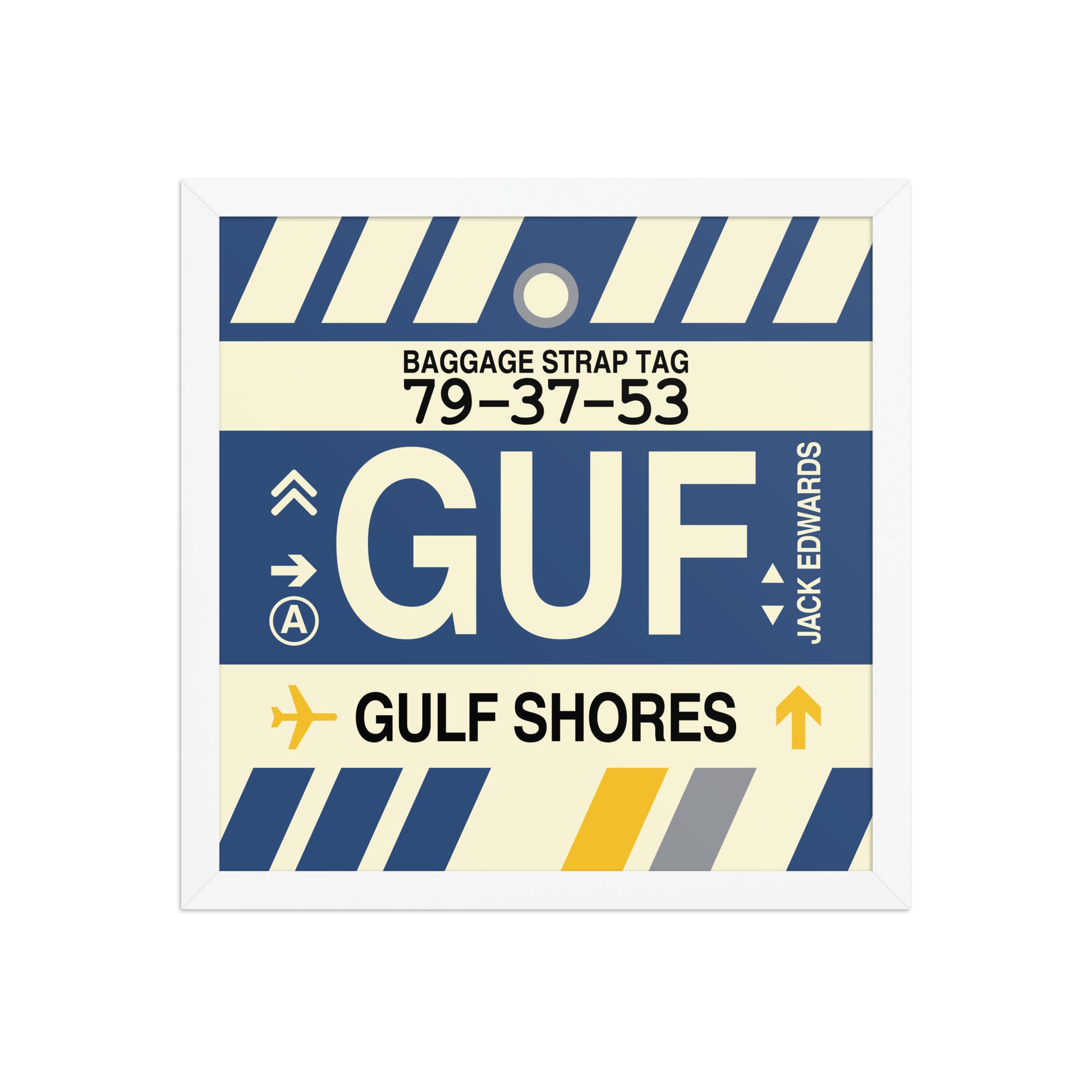 GUF Gulf Shores Framed Print • Jet Age Baggage Tag Design • YHM Designs - Image 13
