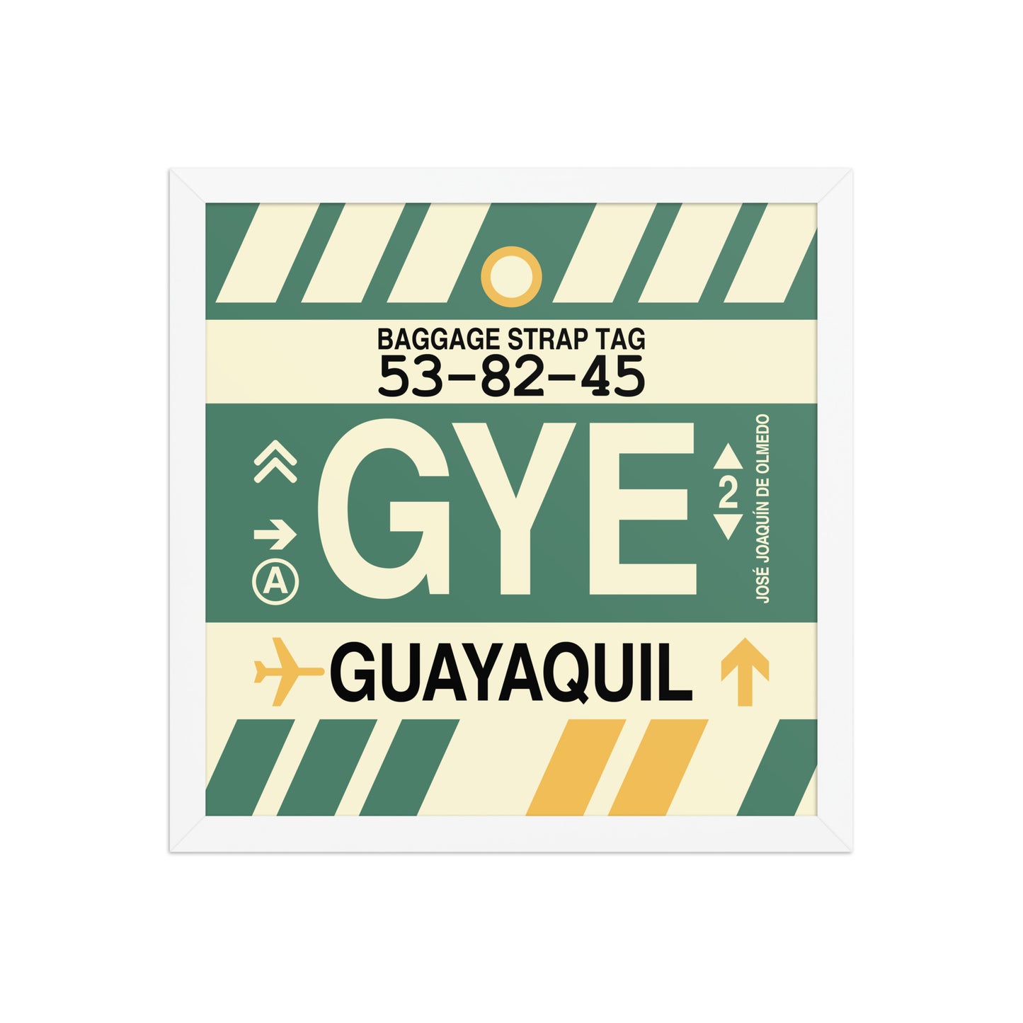 GYE Guayaquil Framed Print • Jet Age Baggage Tag Design • YHM Designs - Image 13