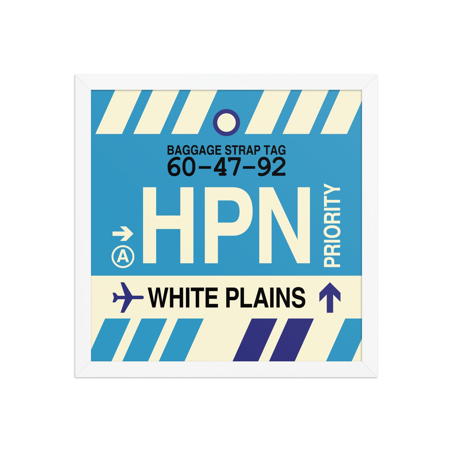 HPN White Plains Framed Print • Jet Age Baggage Tag Design • YHM Designs - Image 13