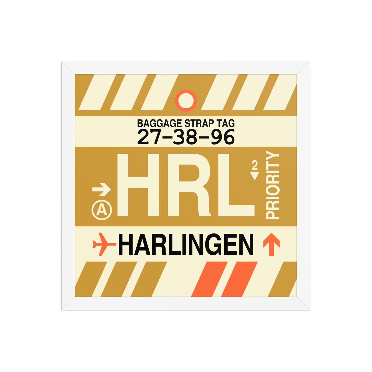HRL Harlingen Framed Print • Jet Age Baggage Tag Design • YHM Designs - Image 13