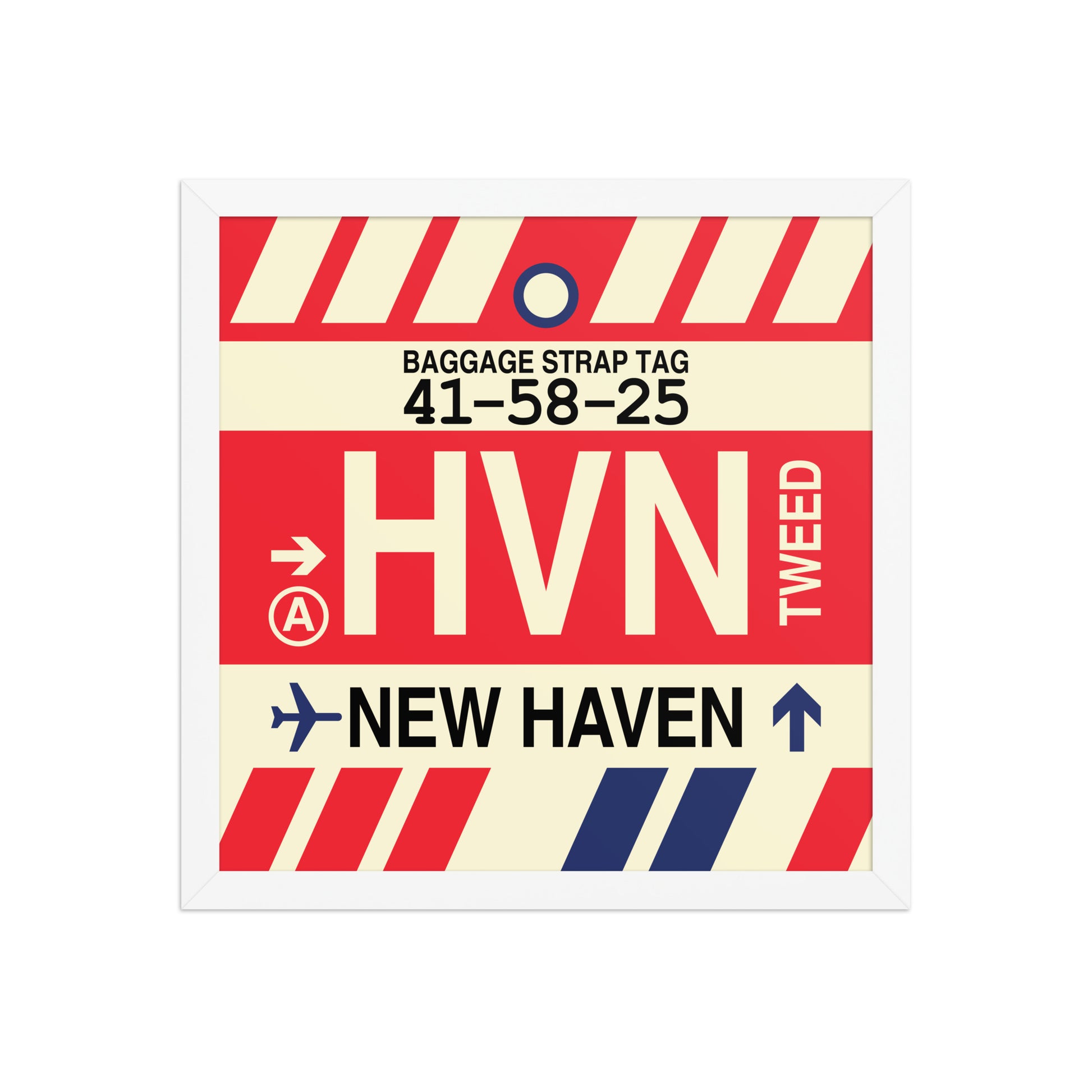 HVN New Haven Framed Print • Jet Age Baggage Tag Design • YHM Designs - Image 13