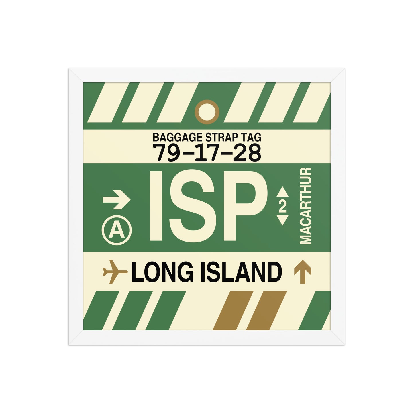 ISP Long Island Framed Print • Jet Age Baggage Tag Design • YHM Designs - Image 13