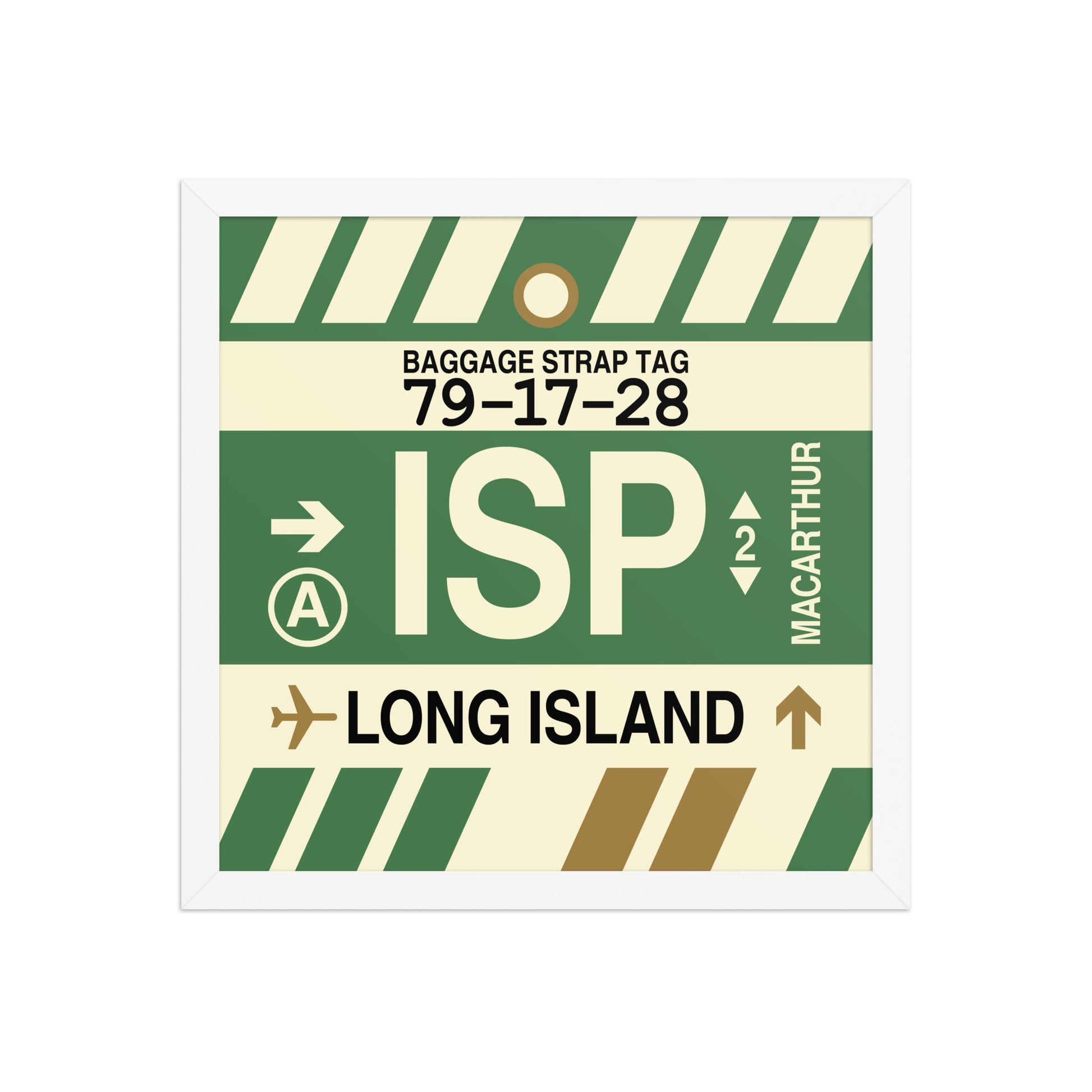 ISP Long Island Framed Print • Jet Age Baggage Tag Design • YHM Designs - Image 13
