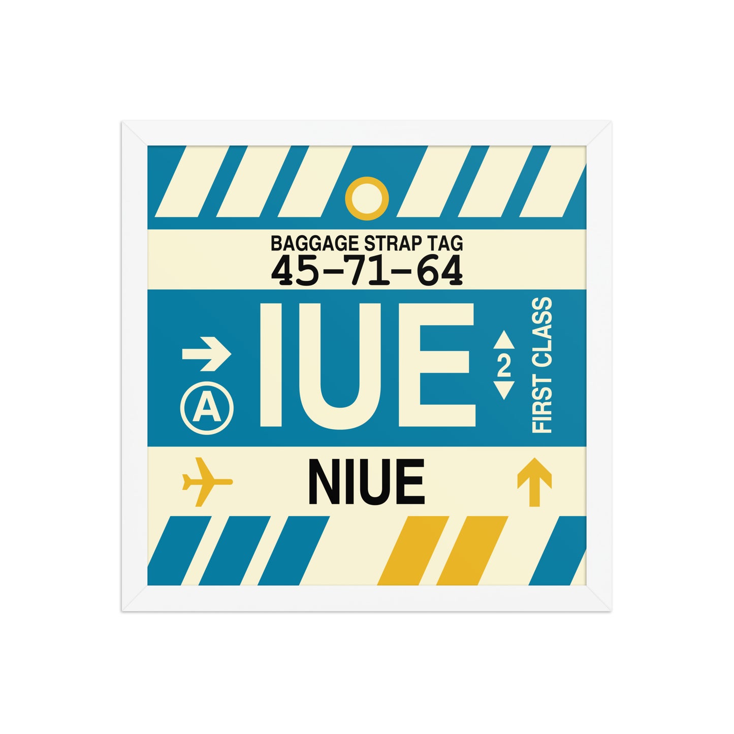 IUE Niue Framed Print • Jet Age Baggage Tag Design • YHM Designs - Image 13