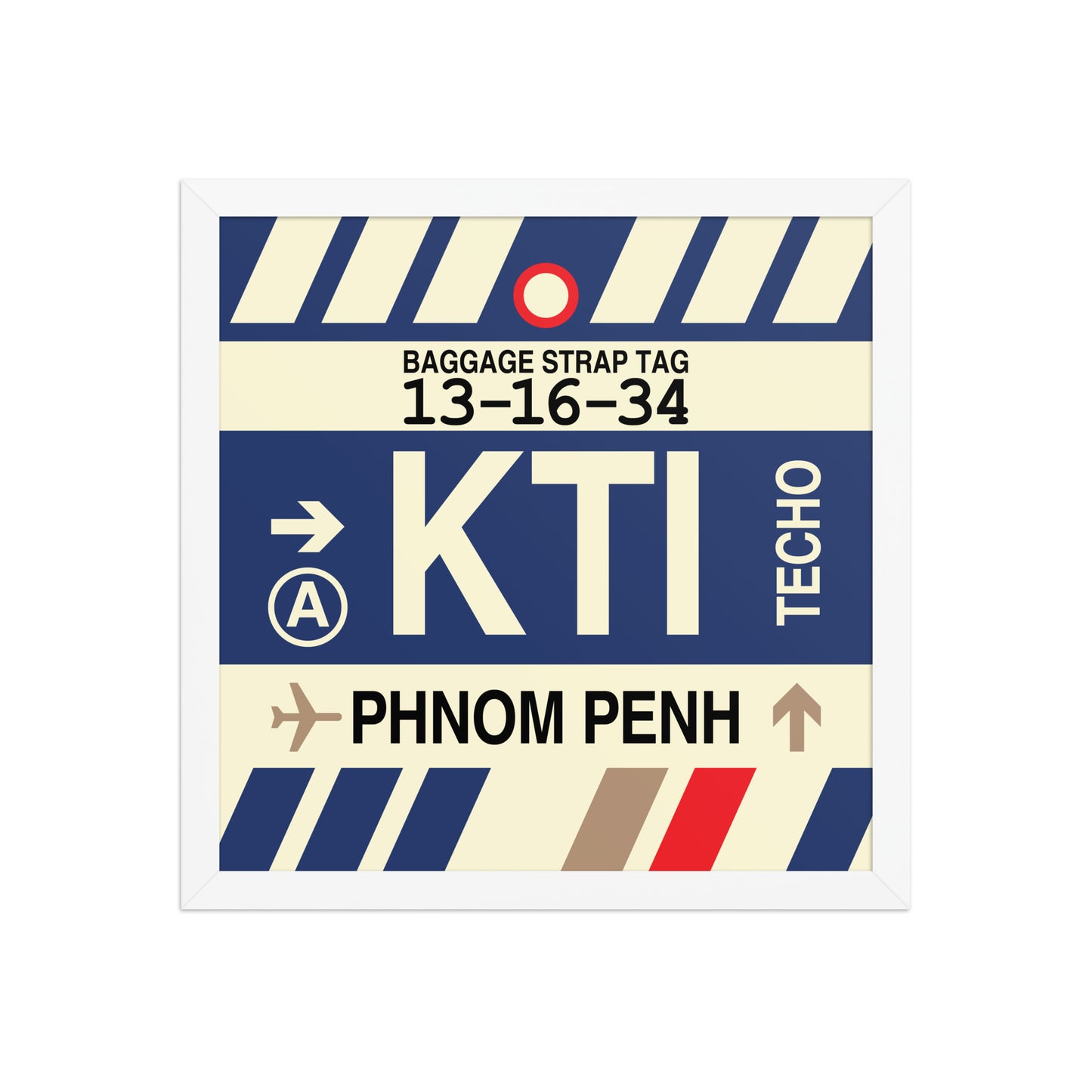KTI Phnom Penh Framed Print • Jet Age Baggage Tag Design • YHM Designs - Image 13